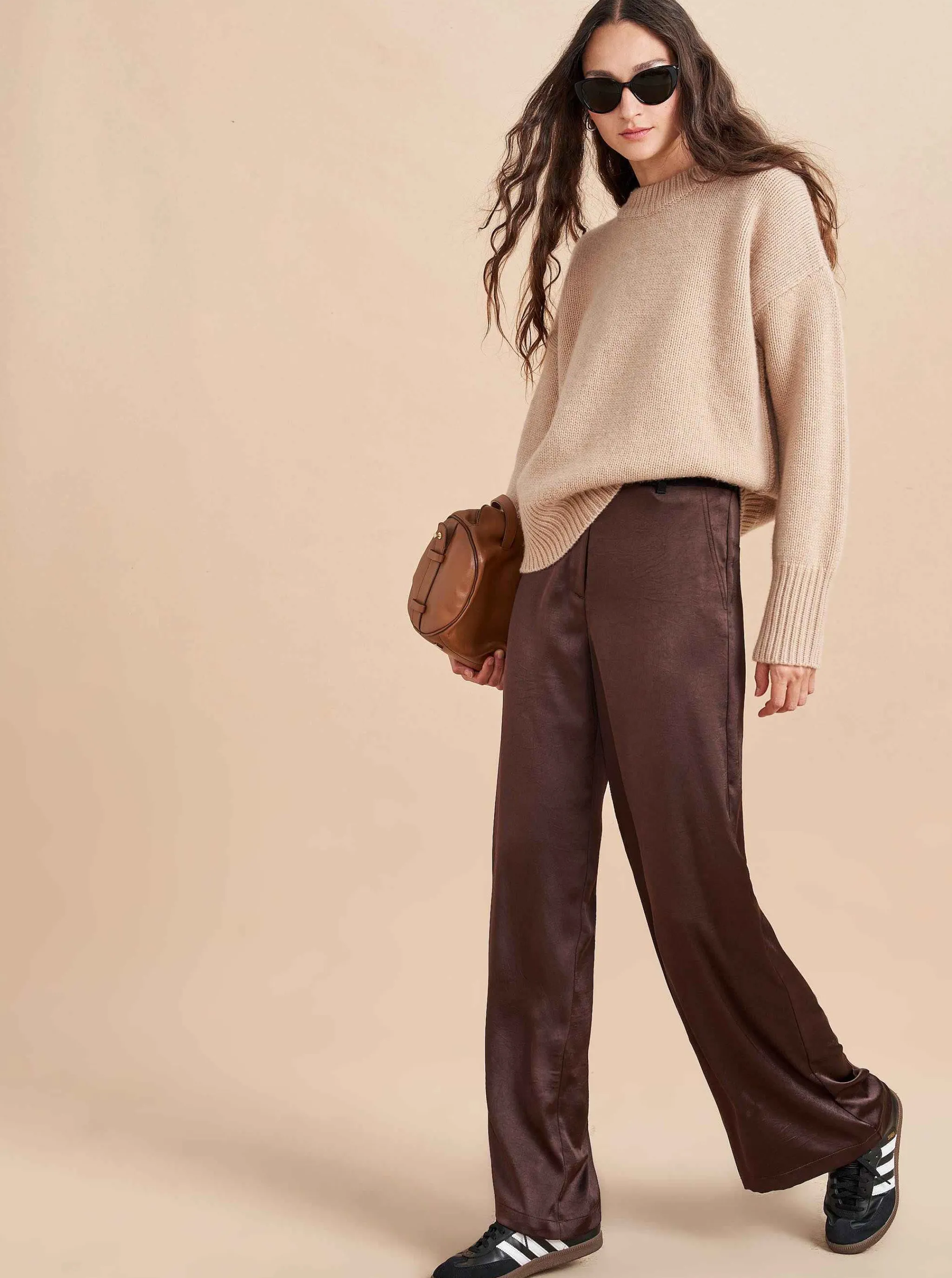 La Ligne Sweaters*Solid Marin Sweater Tan Melange