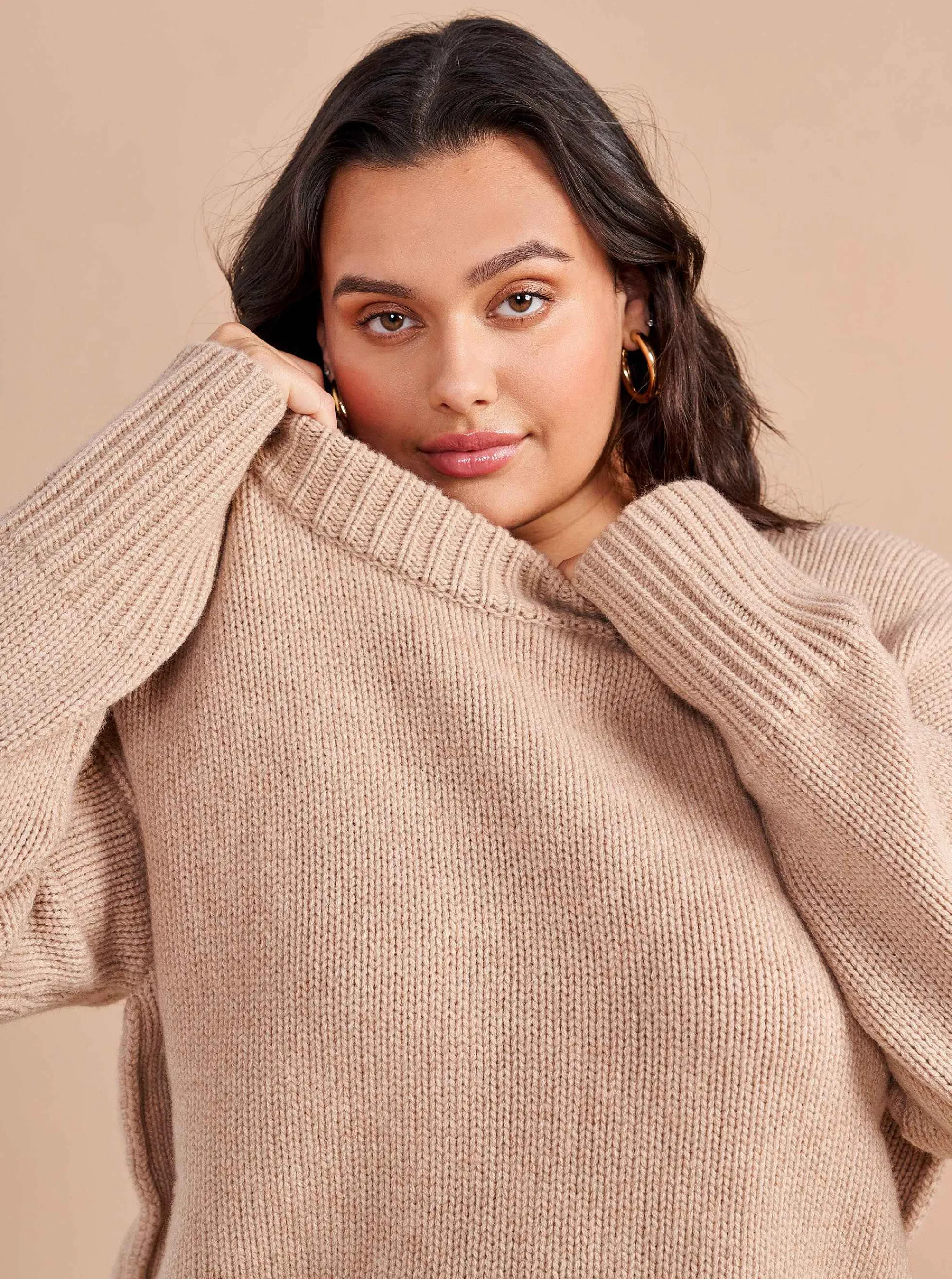 La Ligne Sweaters*Solid Marin Sweater Tan Melange