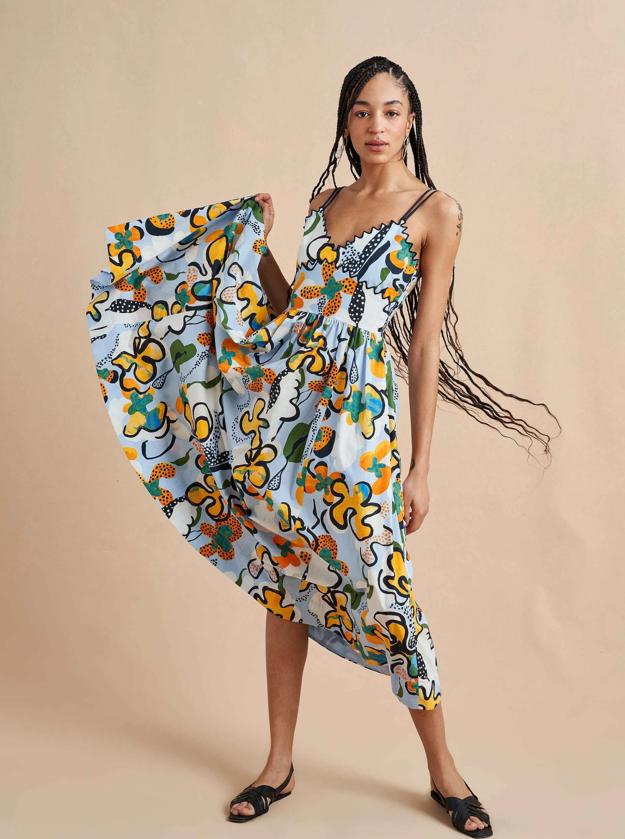 La Ligne Midi Dresses*Jamie Dress Cornflower/Floral