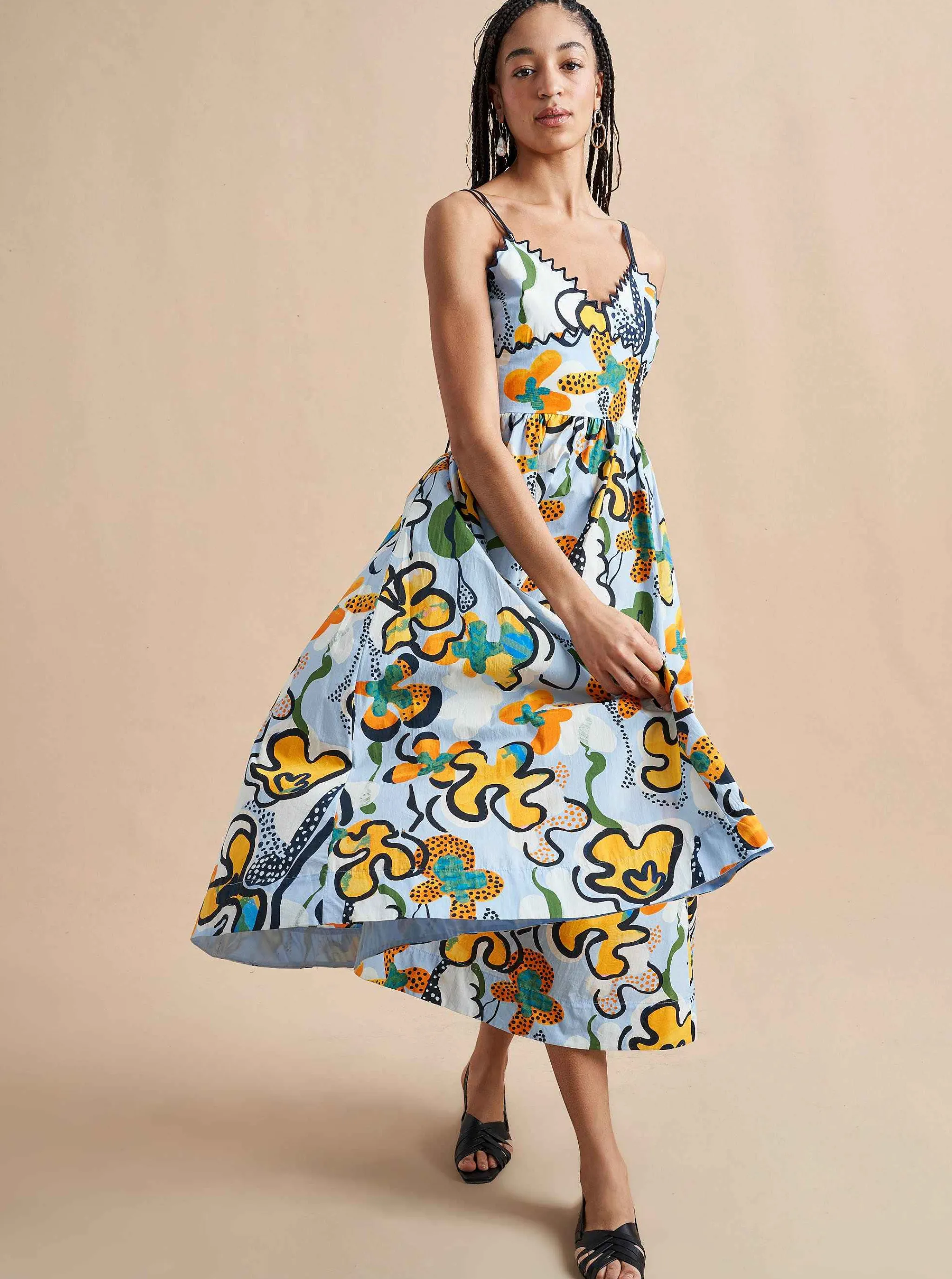 La Ligne Midi Dresses*Jamie Dress Cornflower/Floral