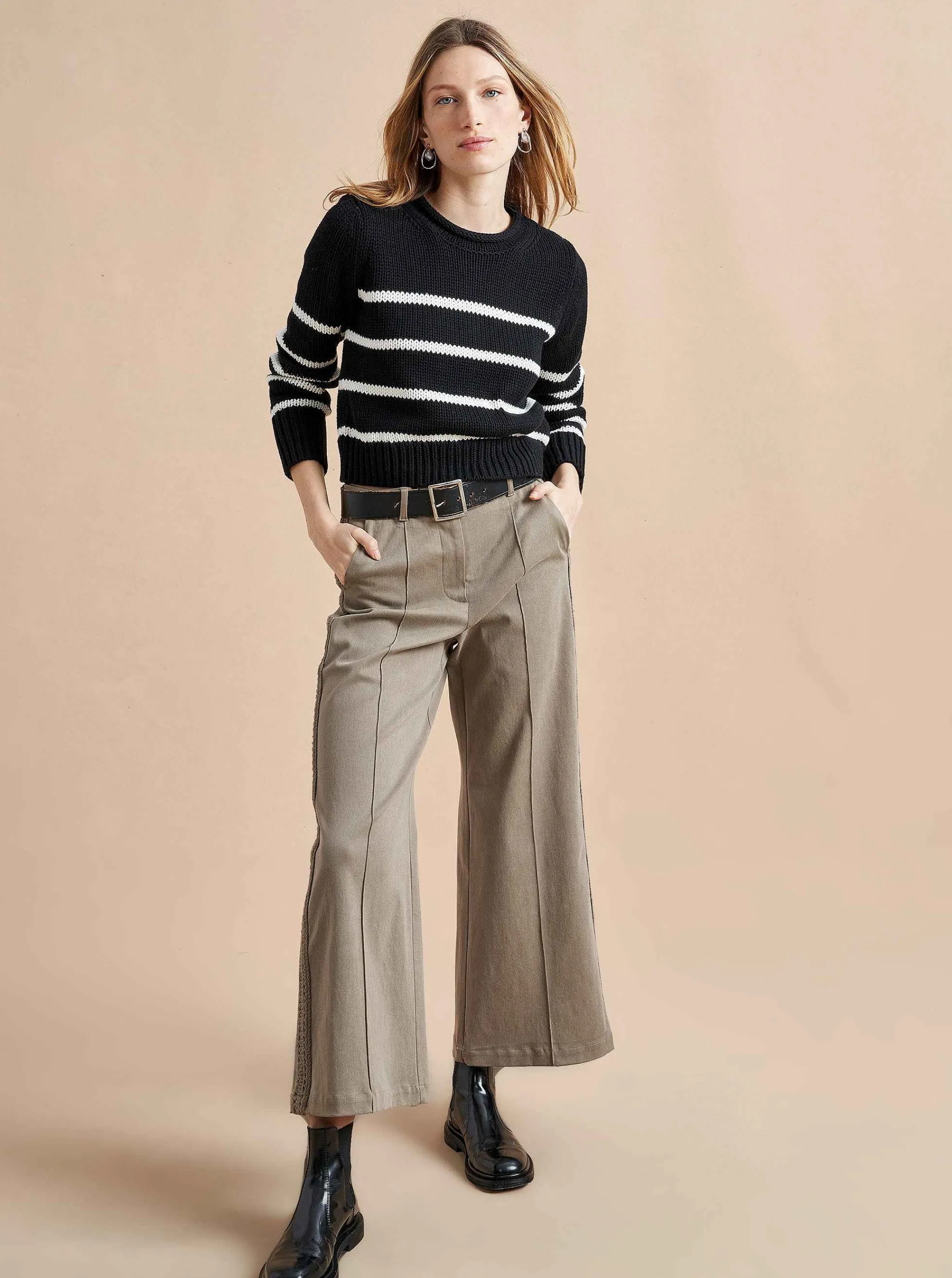 La Ligne Sweaters*Mini Marina Sweater Black/Cream