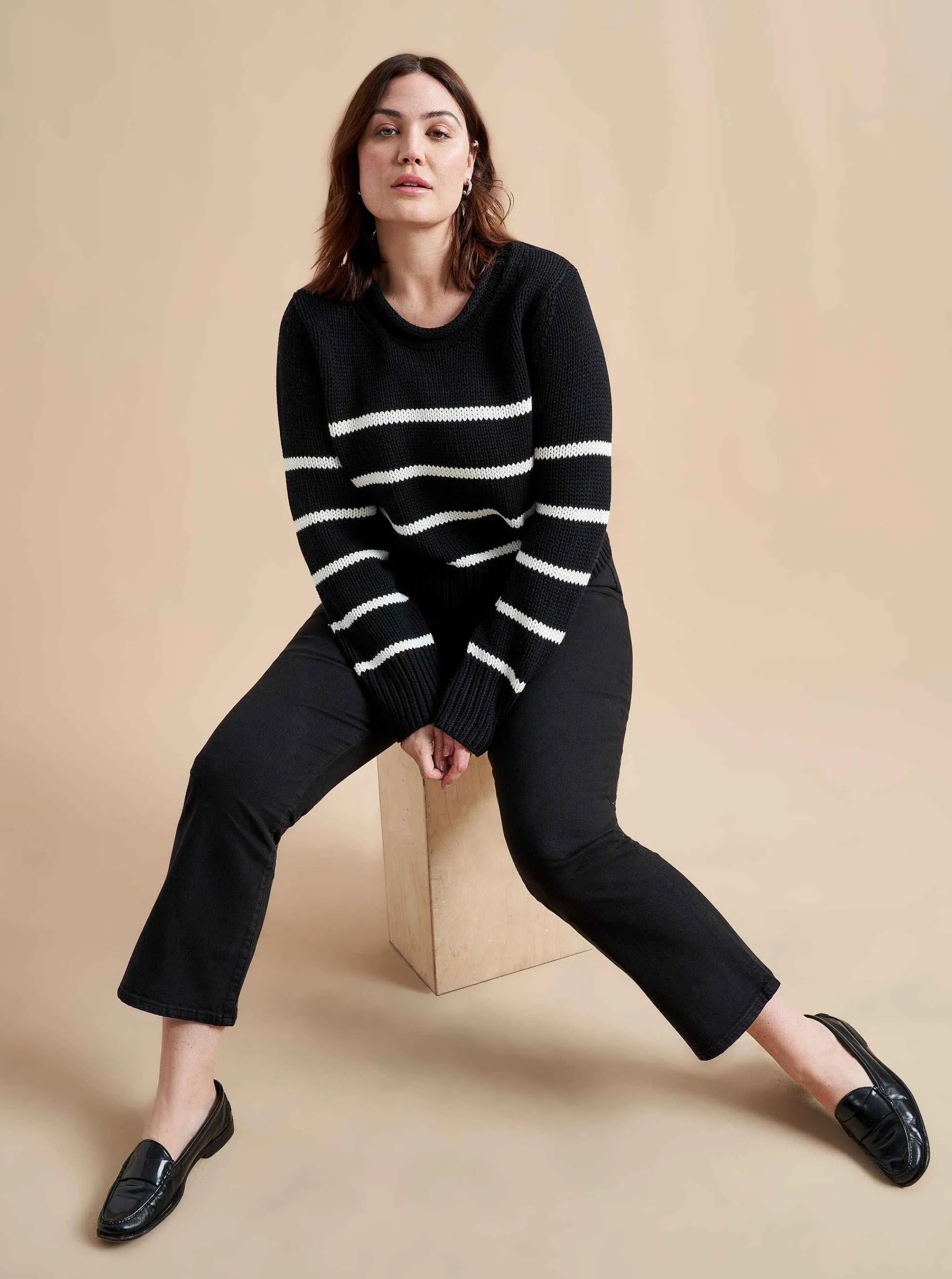 La Ligne Sweaters*Mini Marina Sweater Black/Cream