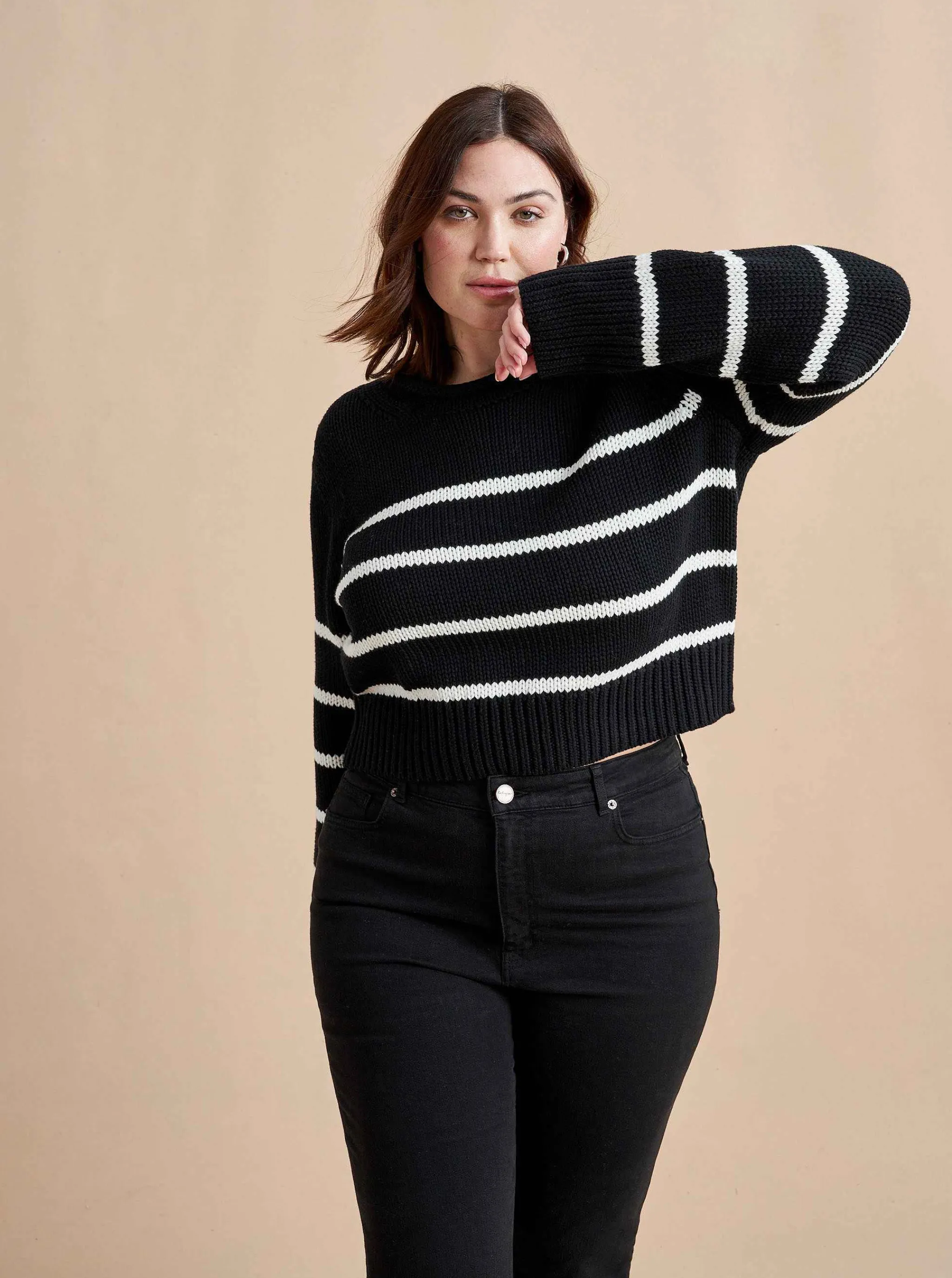 La Ligne Sweaters*Mini Marina Sweater Black/Cream