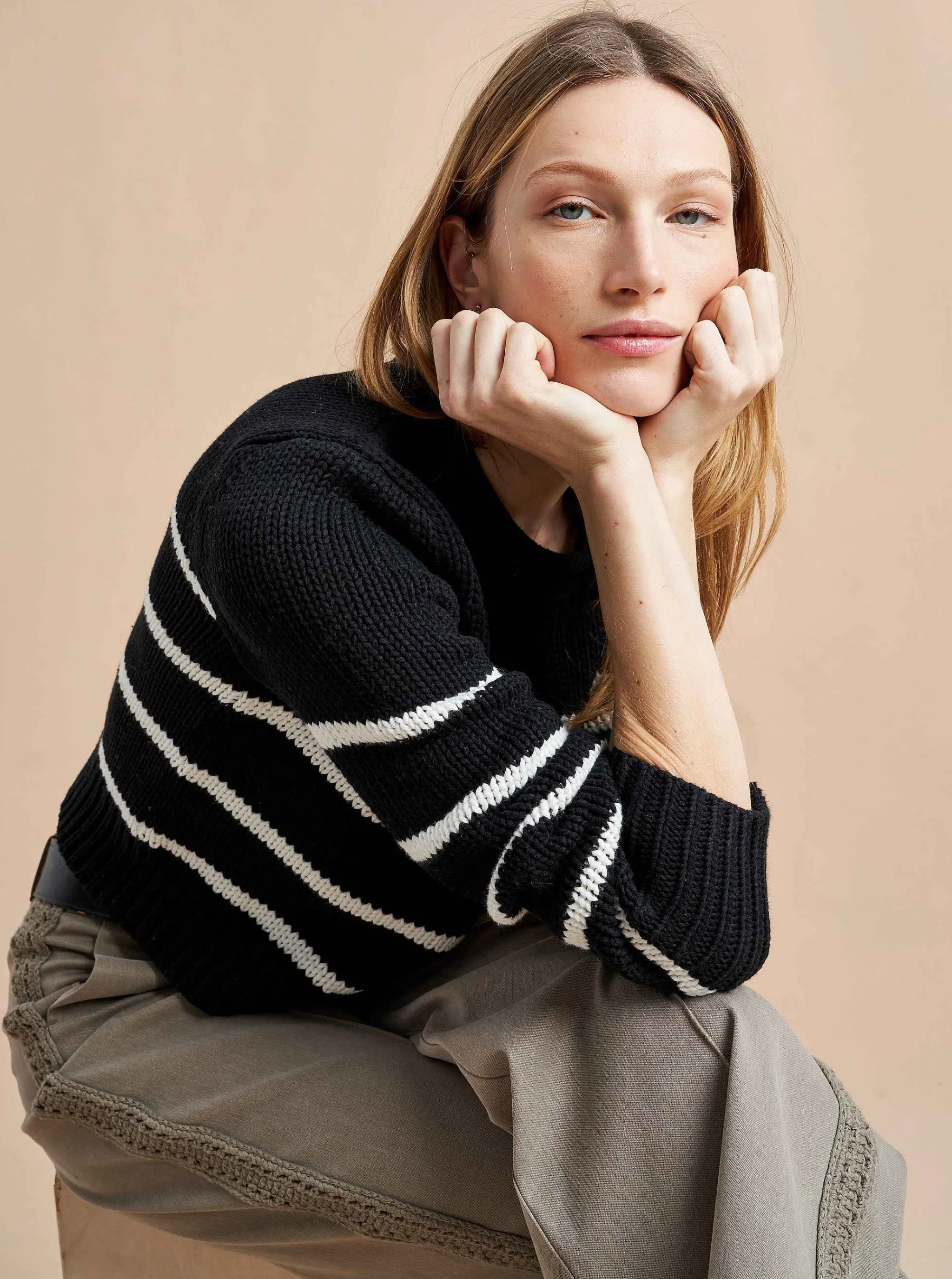 La Ligne Sweaters*Mini Marina Sweater Black/Cream