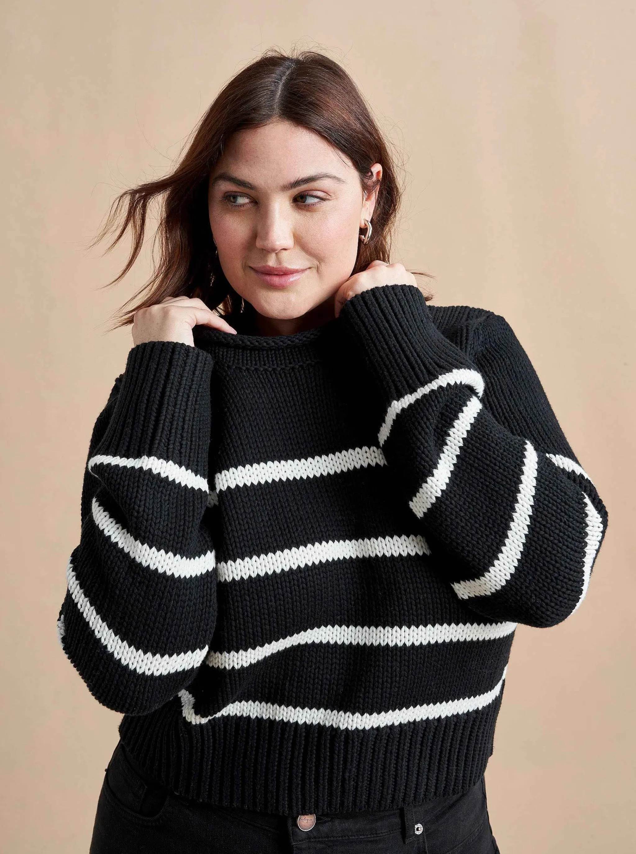 La Ligne Sweaters*Mini Marina Sweater Black/Cream