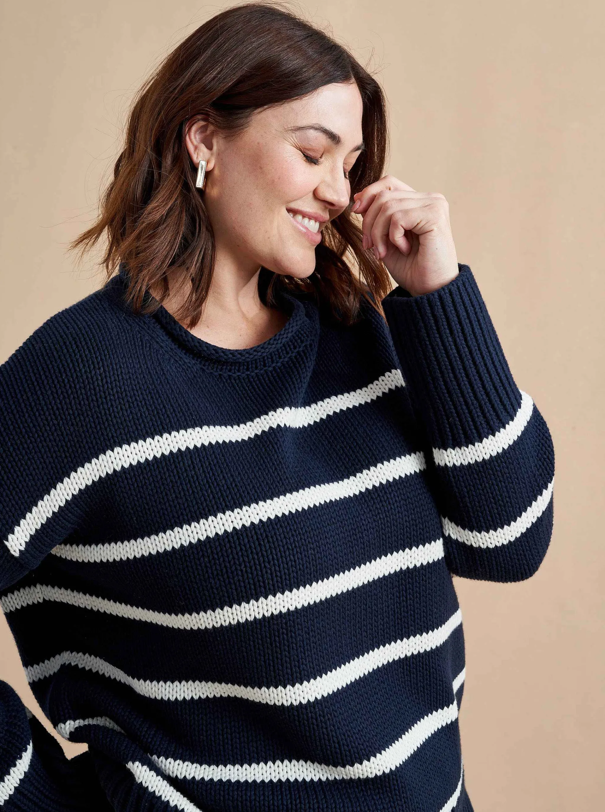 La Ligne Sweaters*Marina Sweater Navy/White