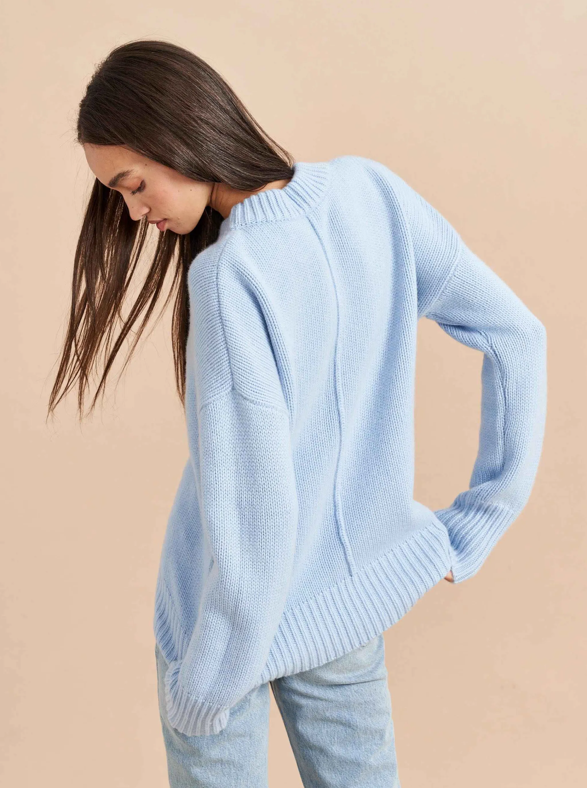 La Ligne Sweaters*Solid Marin Sweater Pale Blue