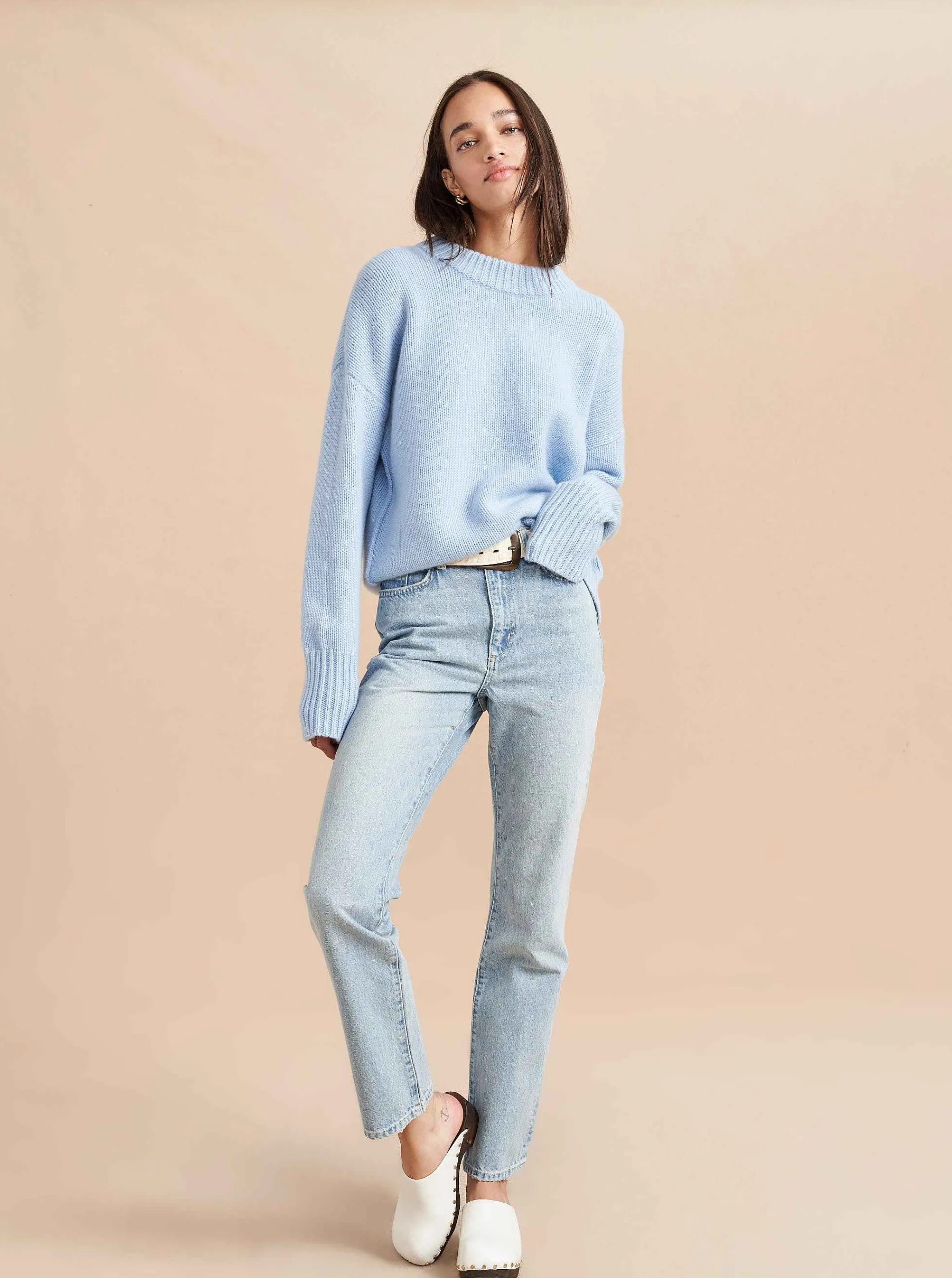 La Ligne Sweaters*Solid Marin Sweater Pale Blue