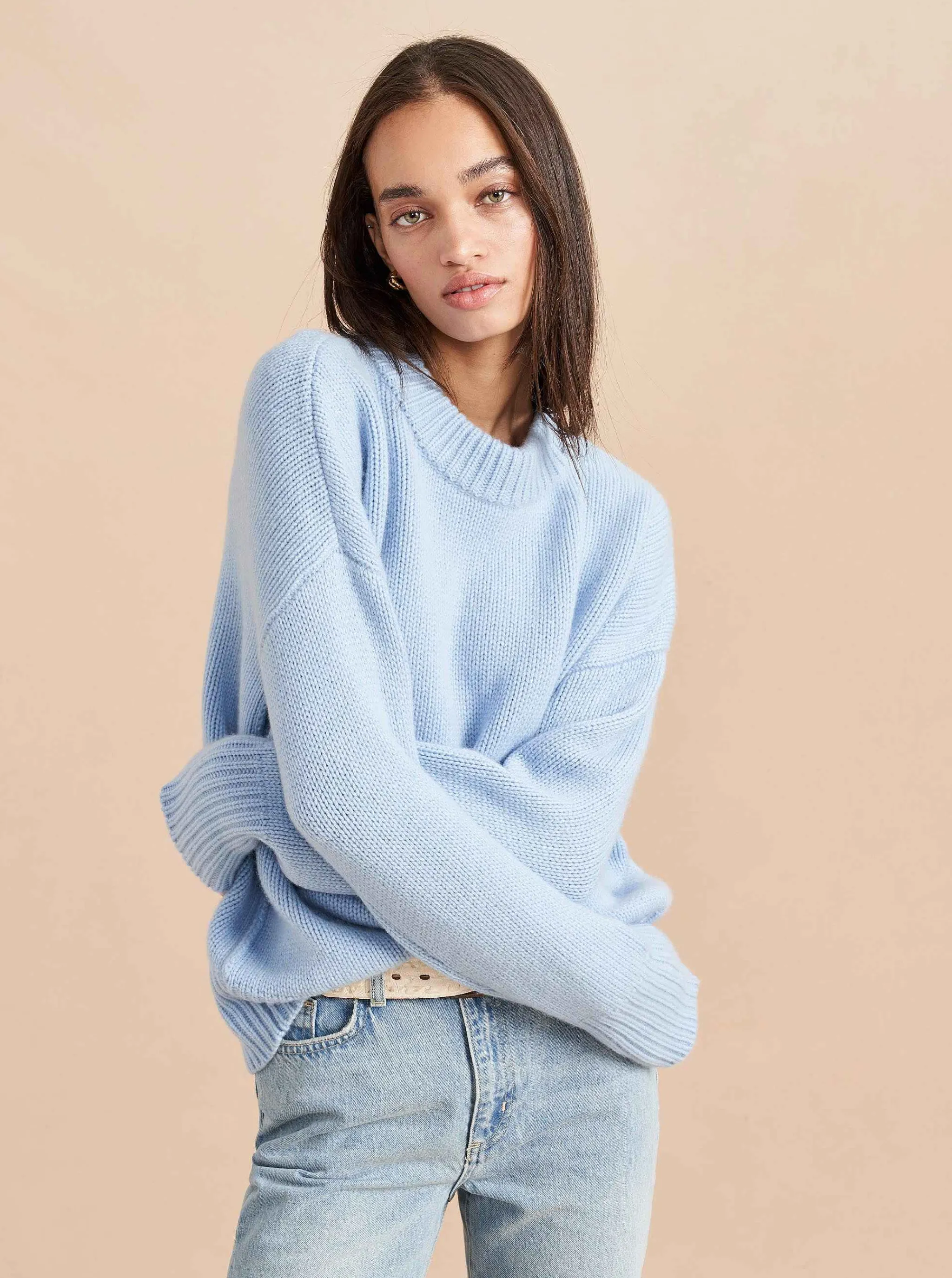 La Ligne Sweaters*Solid Marin Sweater Pale Blue