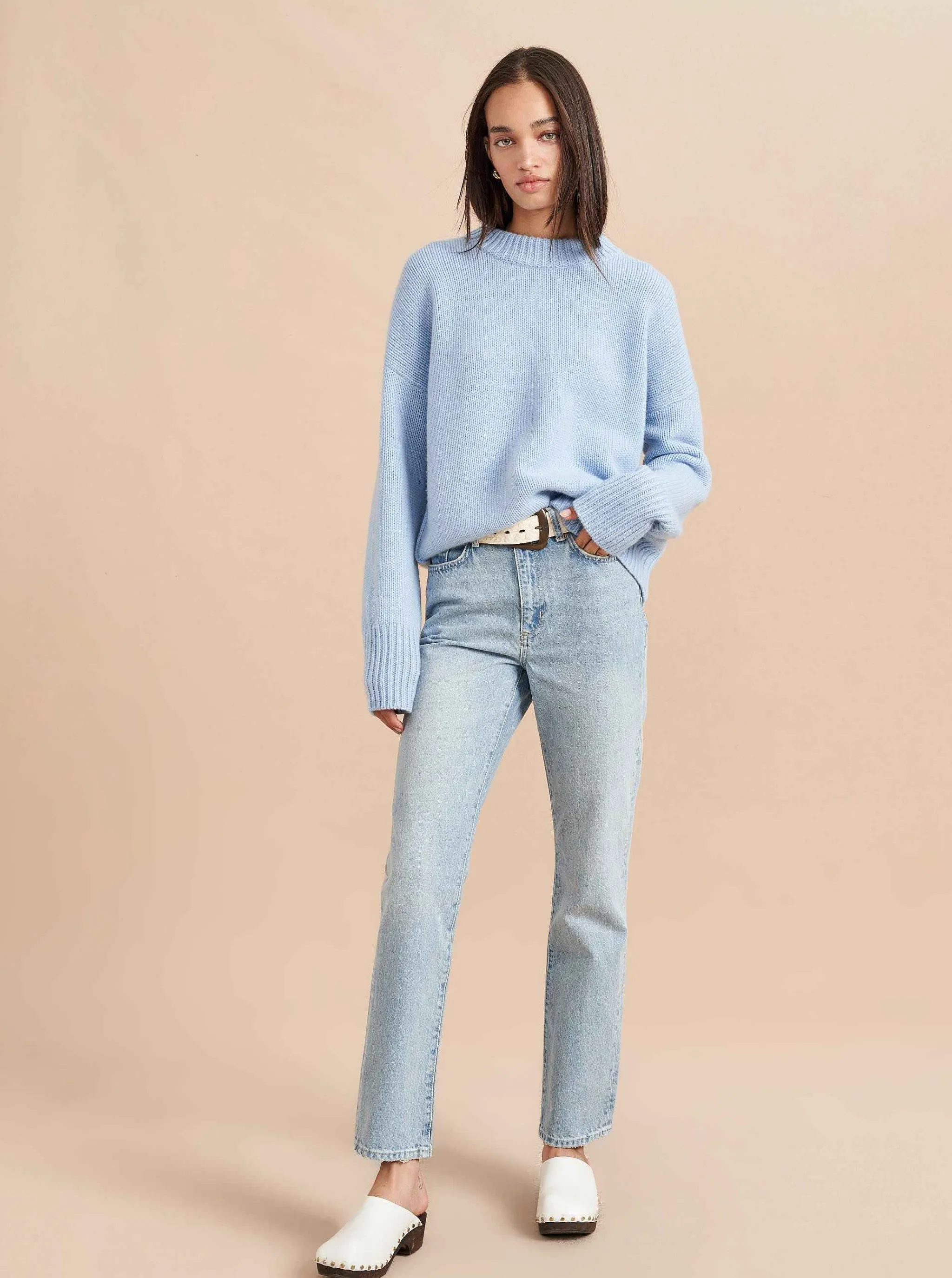 La Ligne Sweaters*Solid Marin Sweater Pale Blue