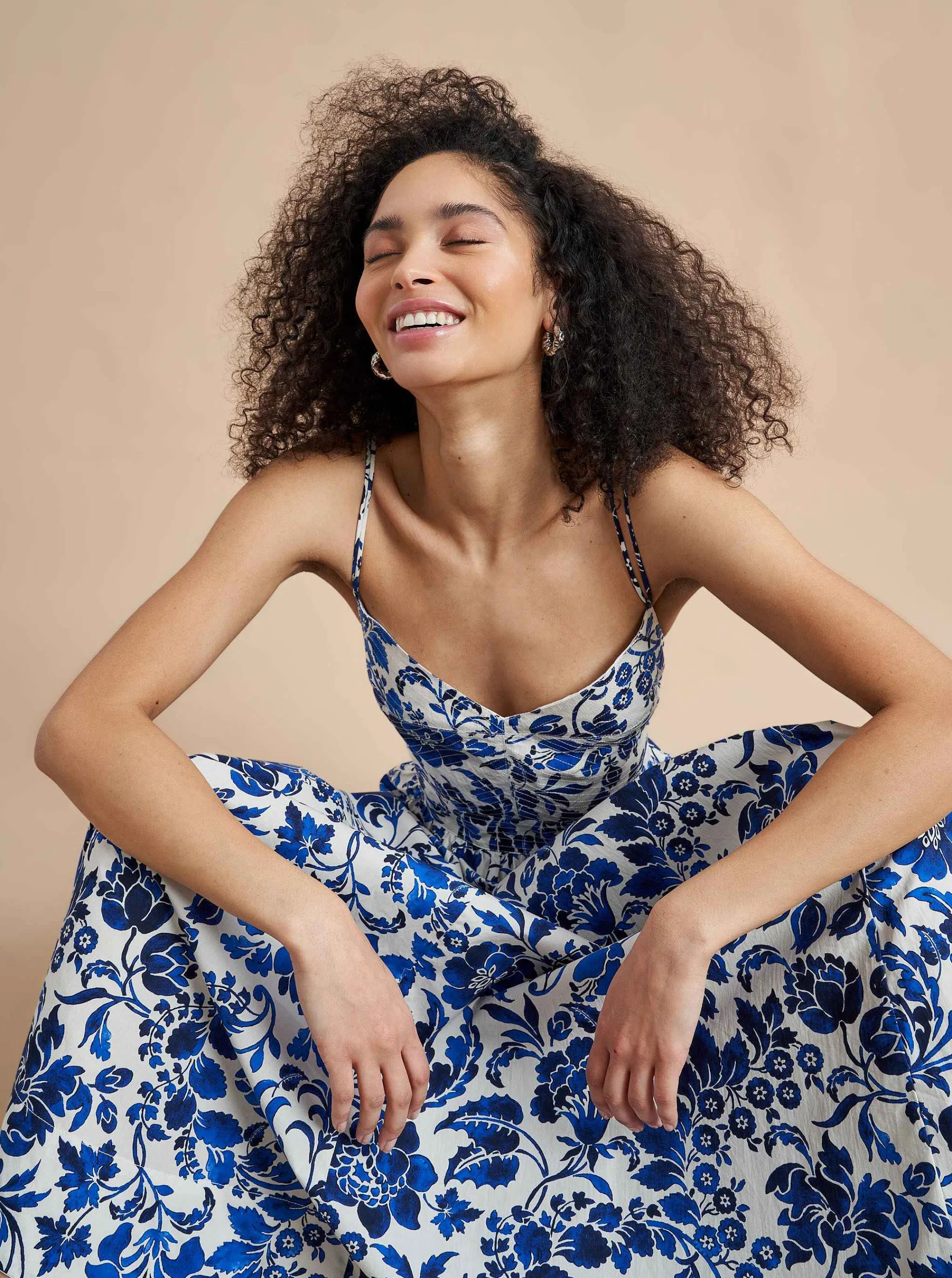 La Ligne Midi Dresses*Tracy Dress Cobalt/Floral