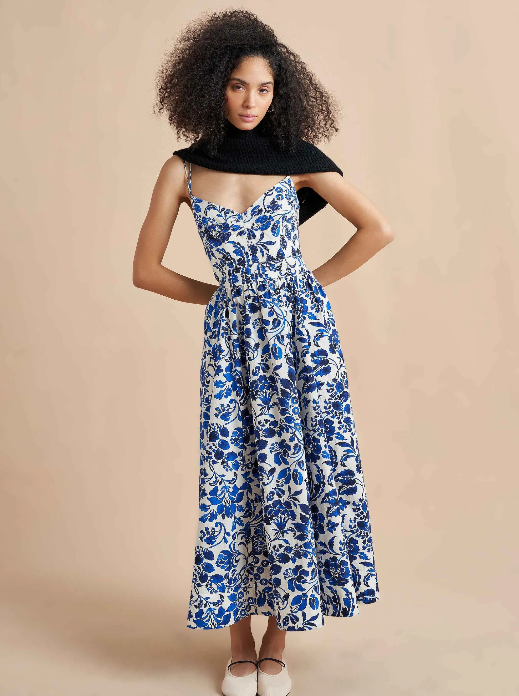 La Ligne Midi Dresses*Tracy Dress Cobalt/Floral
