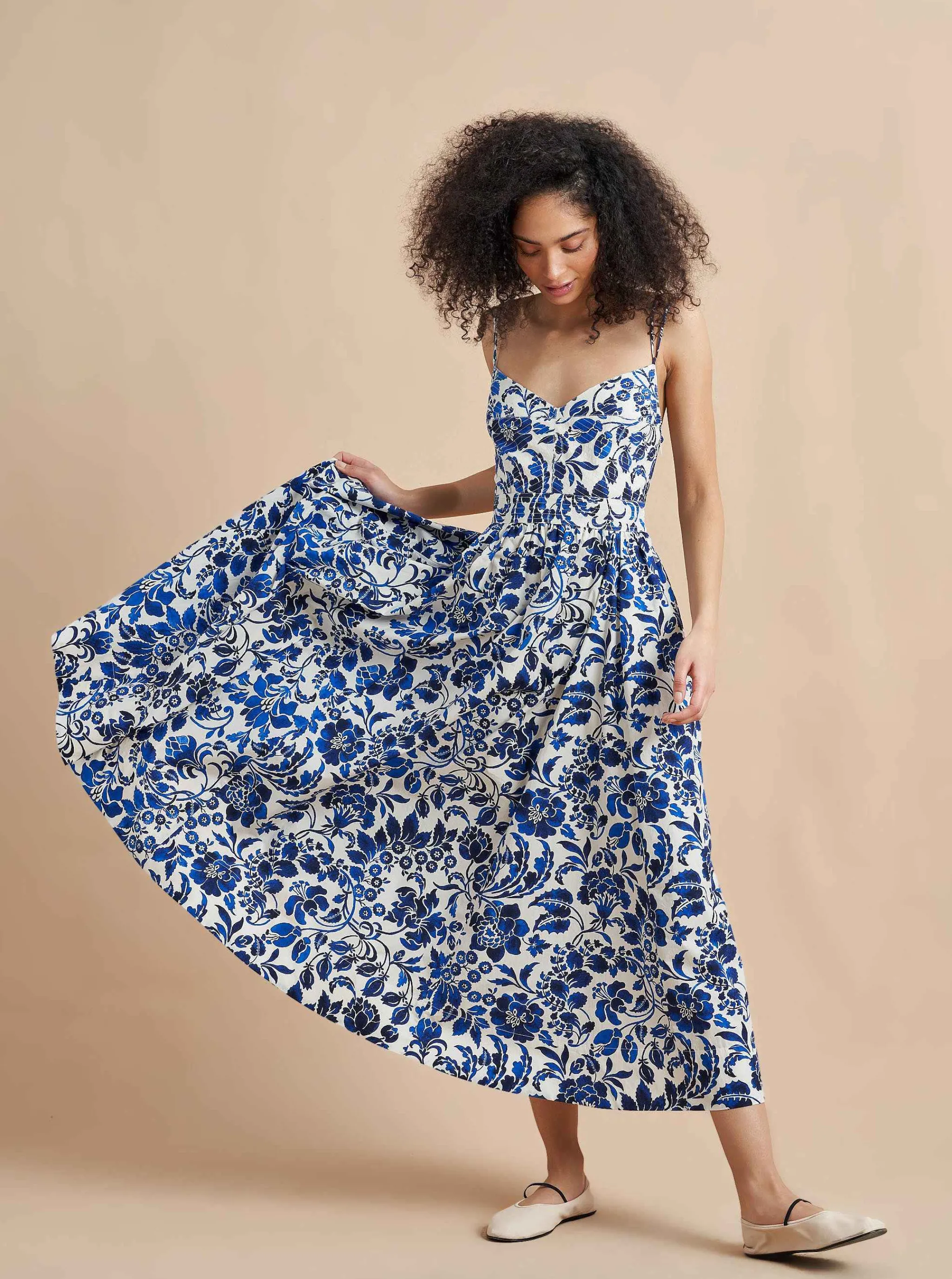 La Ligne Midi Dresses*Tracy Dress Cobalt/Floral