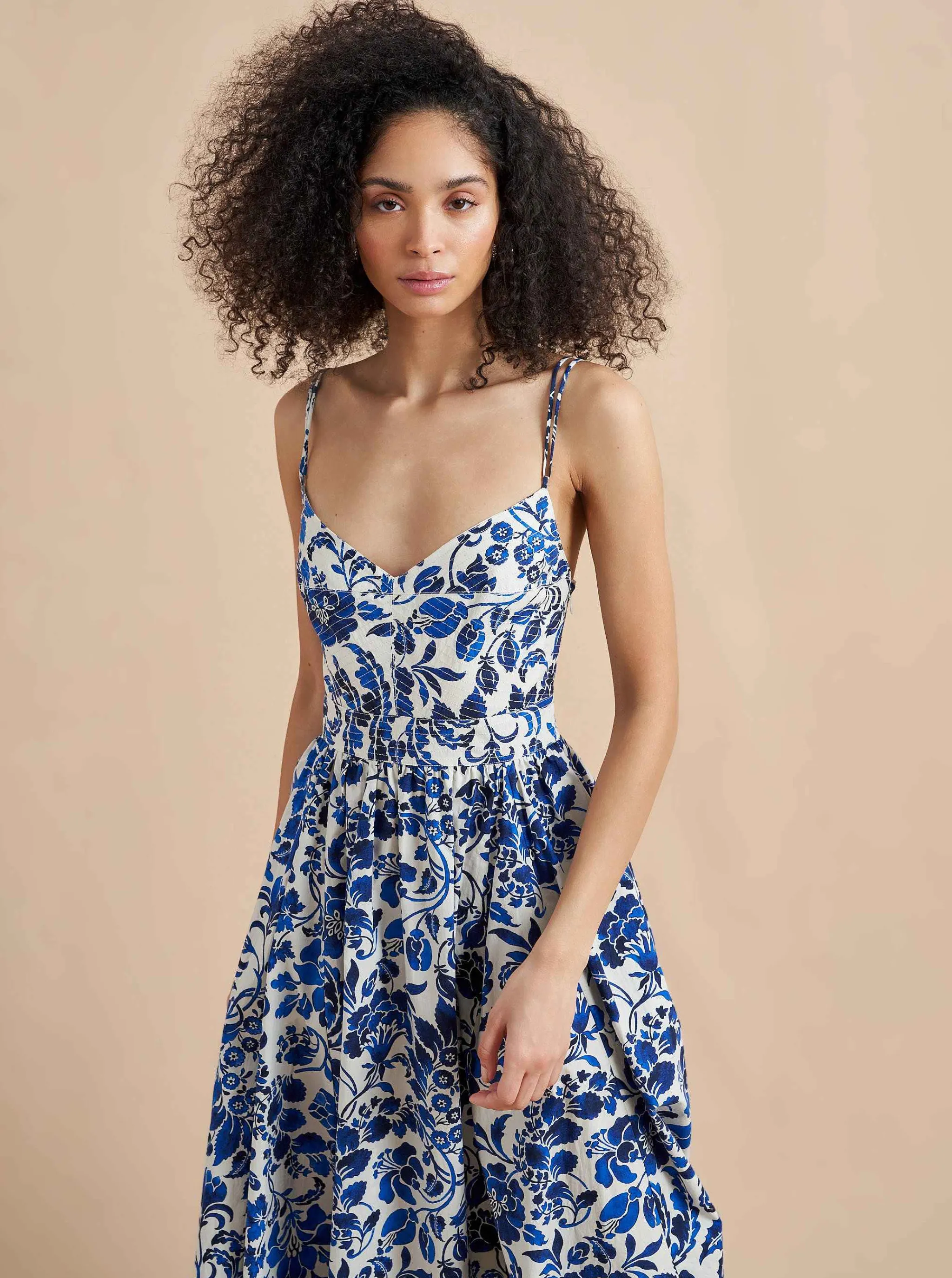 La Ligne Midi Dresses*Tracy Dress Cobalt/Floral