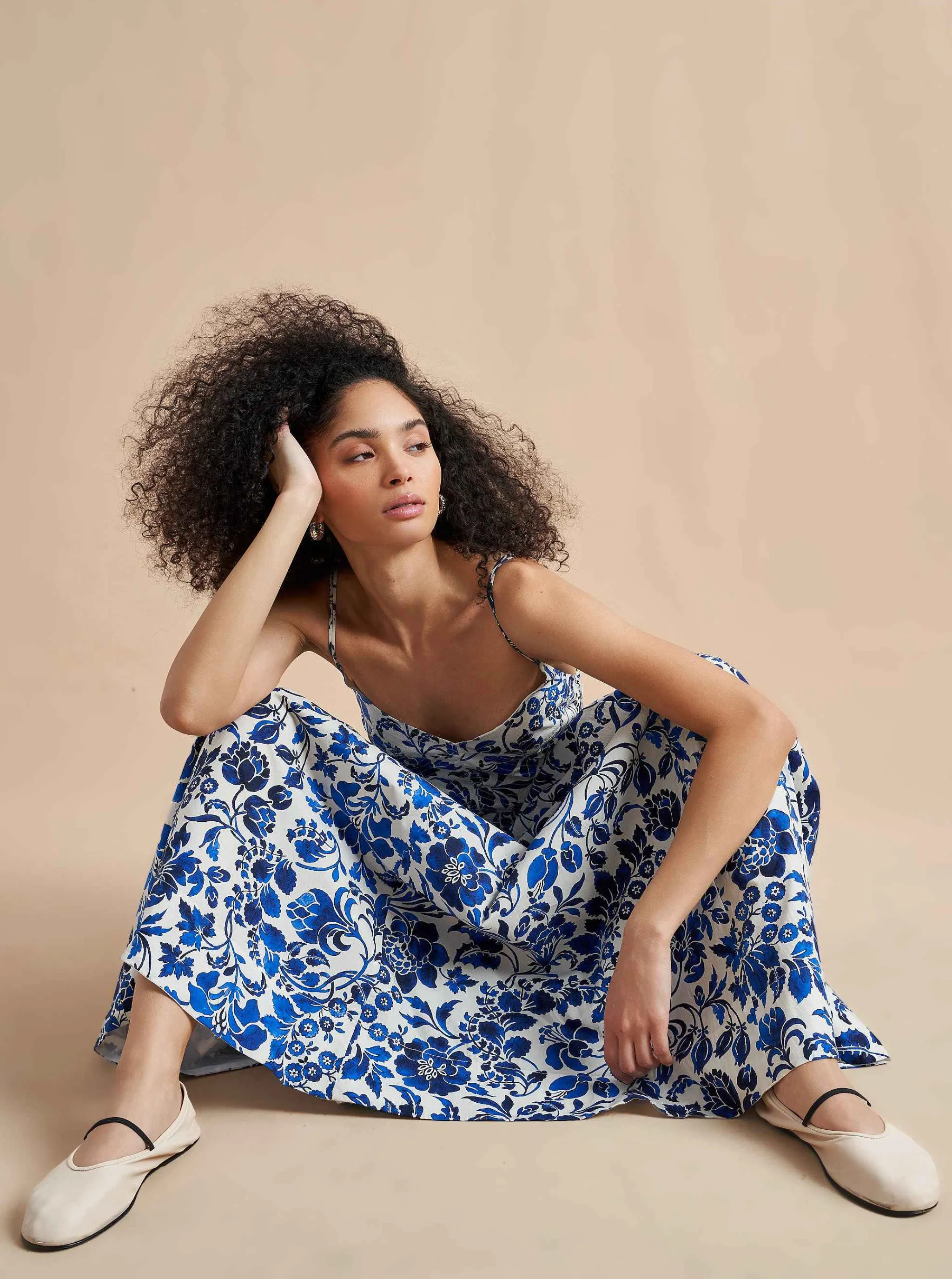 La Ligne Midi Dresses*Tracy Dress Cobalt/Floral