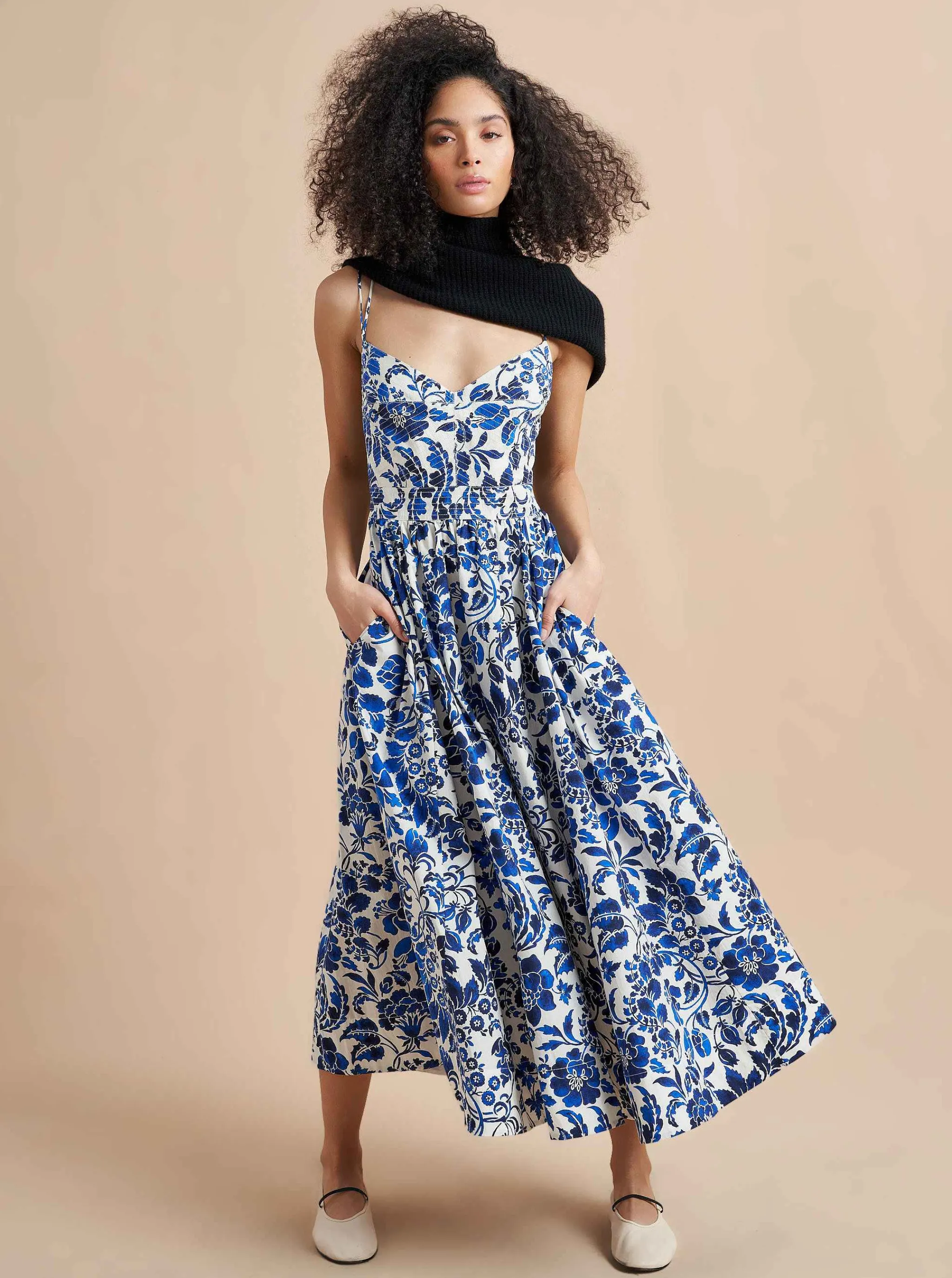 La Ligne Midi Dresses*Tracy Dress Cobalt/Floral