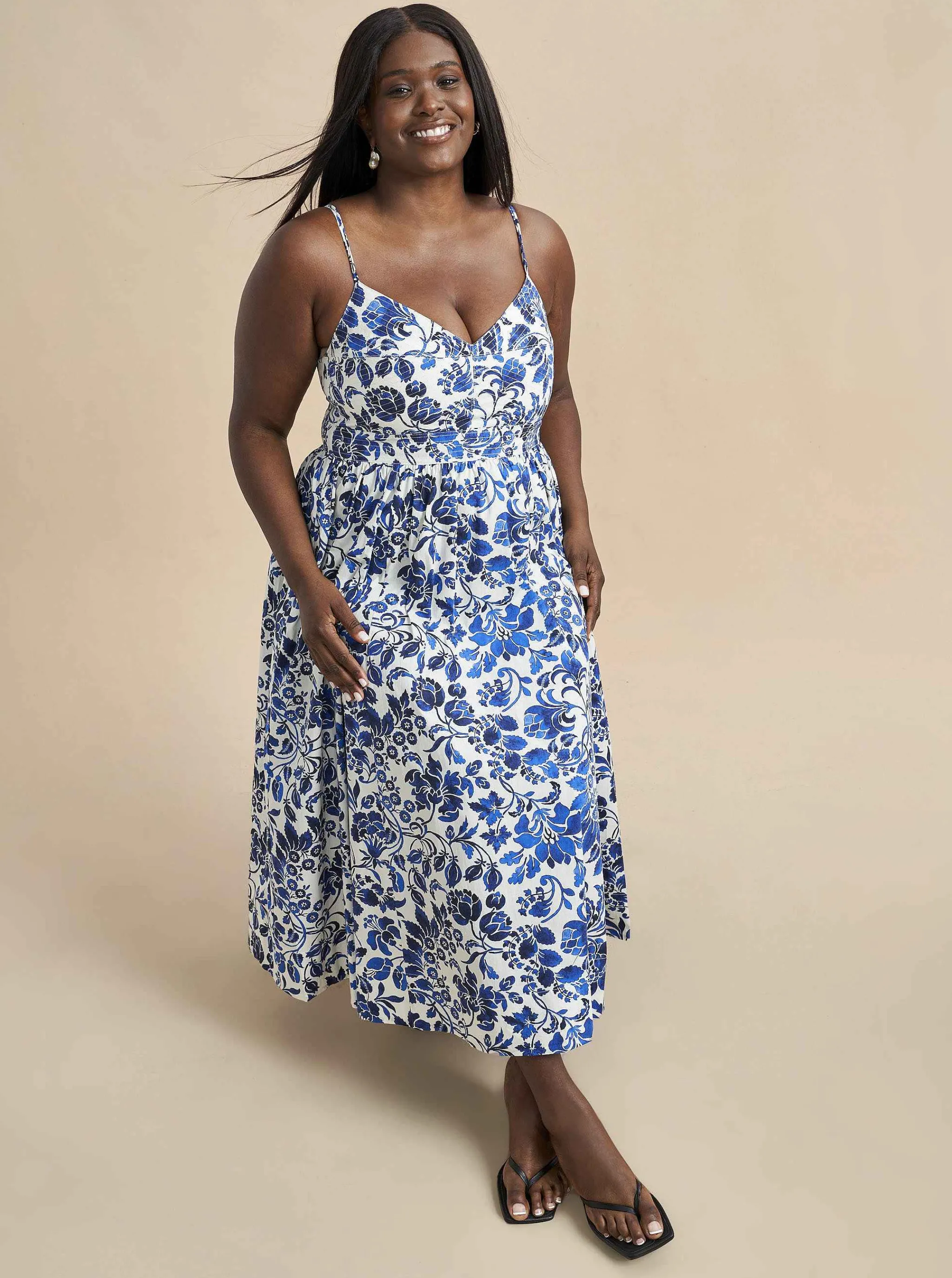 La Ligne Midi Dresses*Tracy Dress Cobalt/Floral