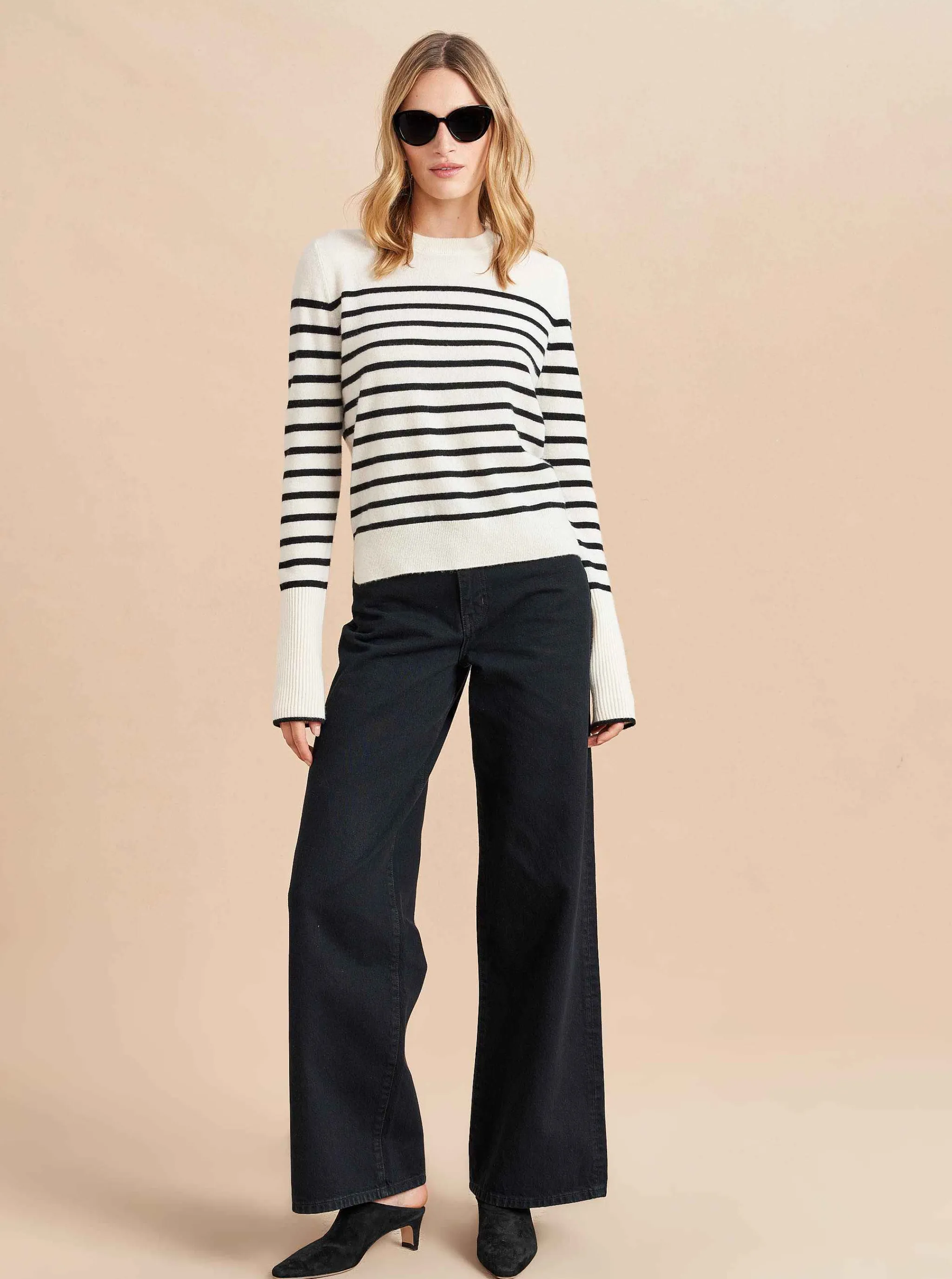 La Ligne Sweaters*Lean Lines Sweater Cream/Black