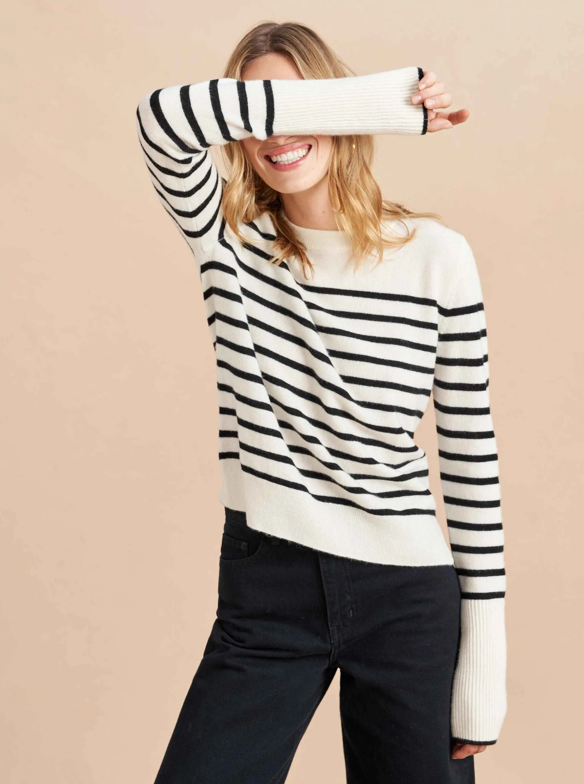 La Ligne Sweaters*Lean Lines Sweater Cream/Black