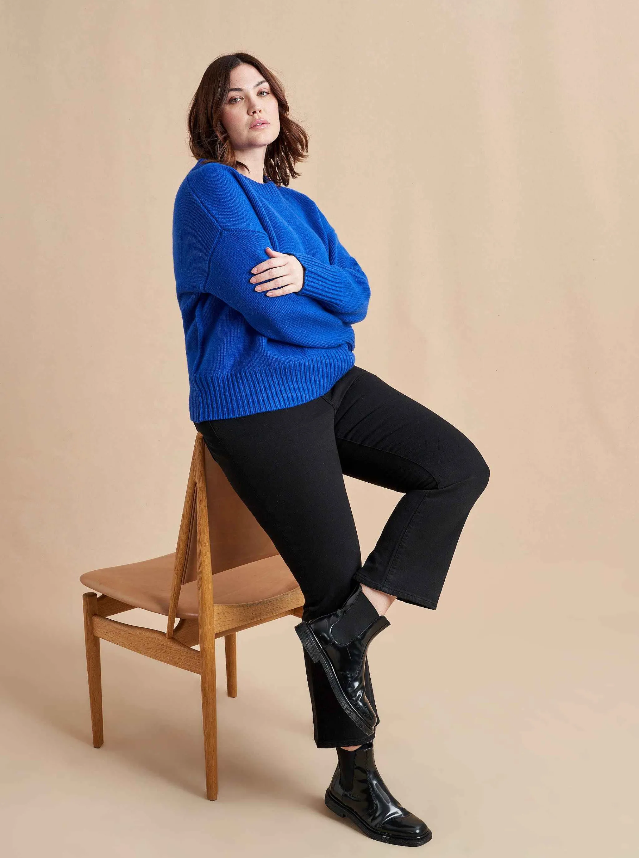 La Ligne Sweaters*Solid Marin Sweater Cobalt