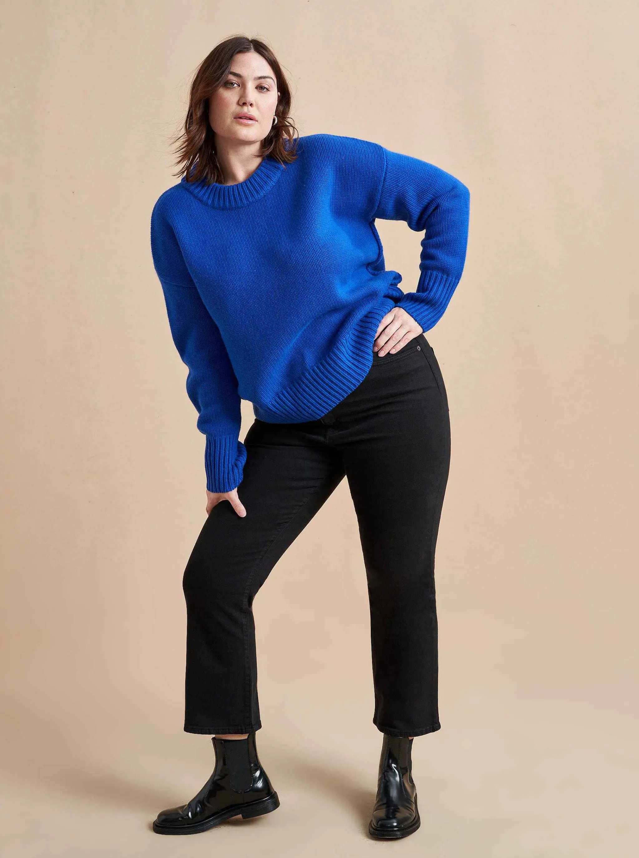 La Ligne Sweaters*Solid Marin Sweater Cobalt