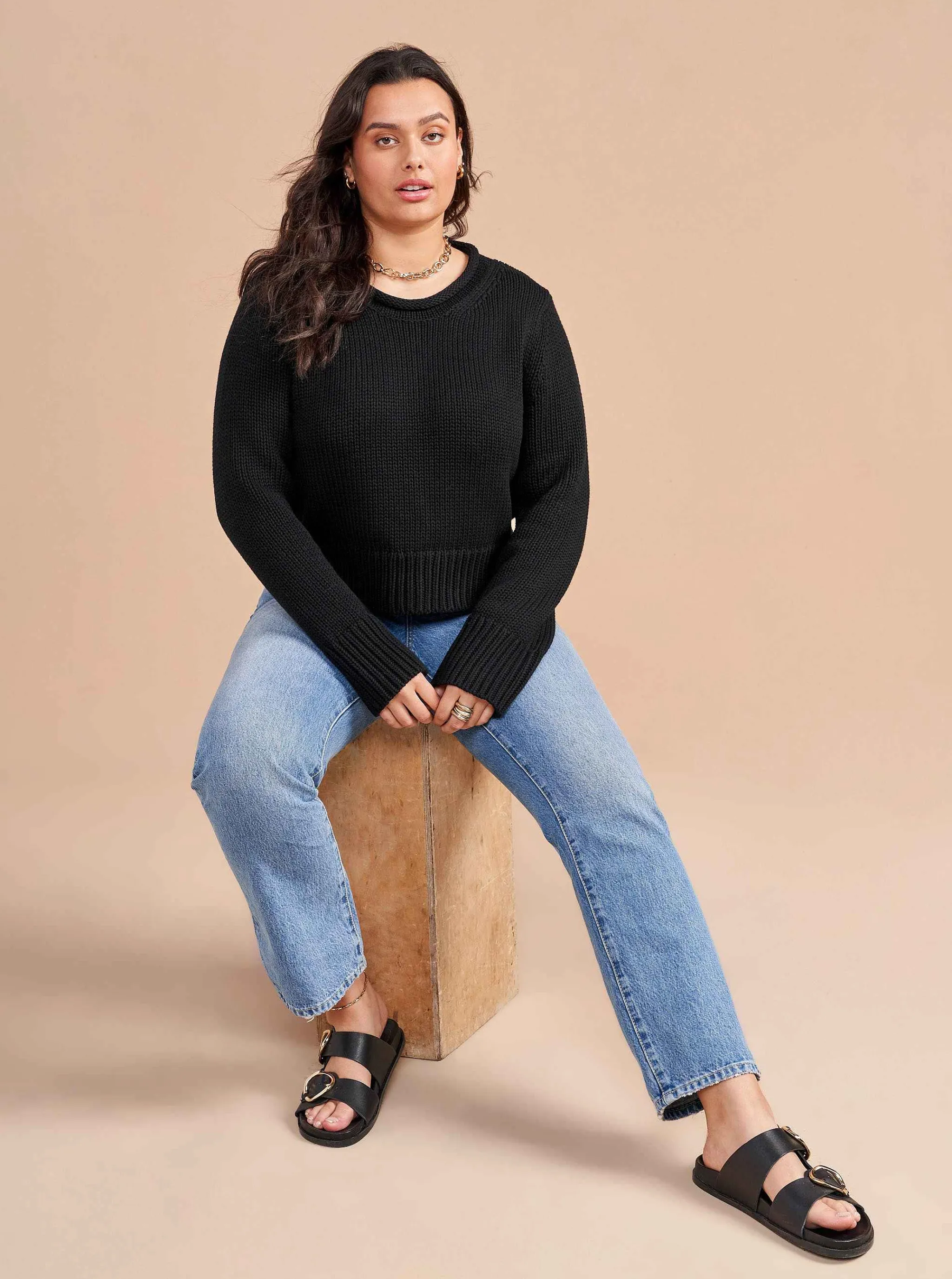 La Ligne Sweaters*Solid Mini Marina Sweater Black