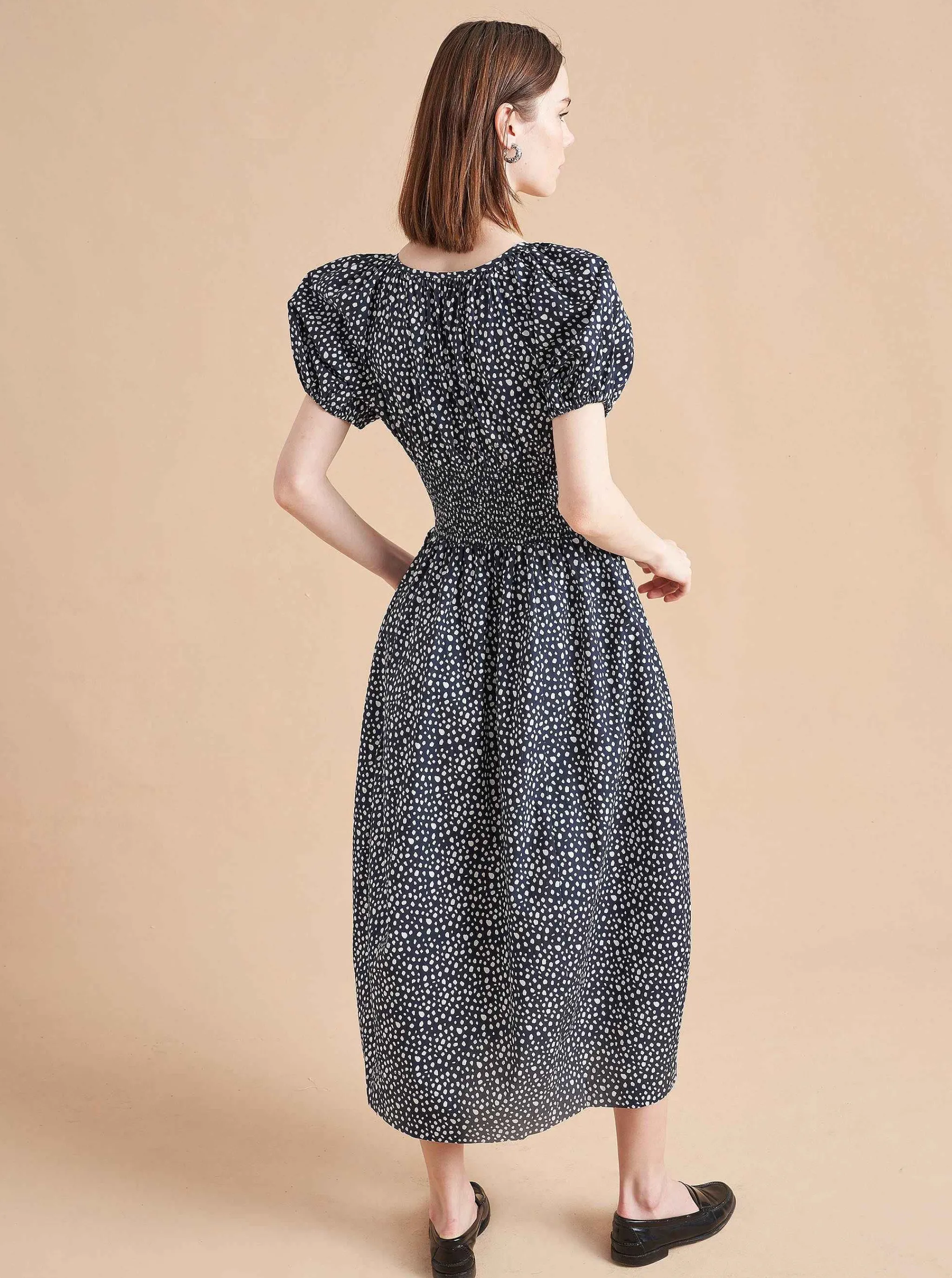 La Ligne Midi Dresses*Celina Dress Navy/White Dot