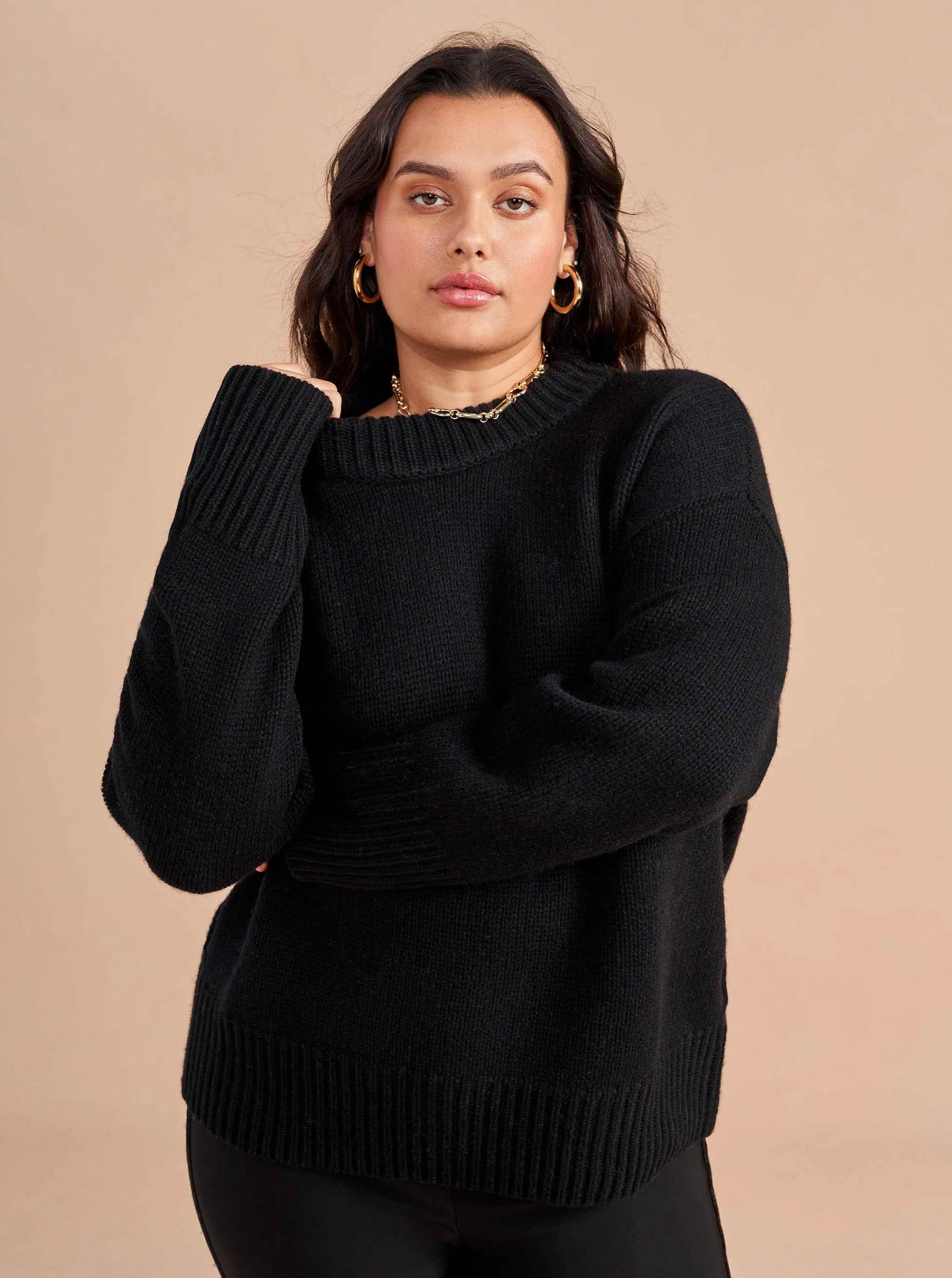 La Ligne Sweaters*Solid Marin Sweater Black