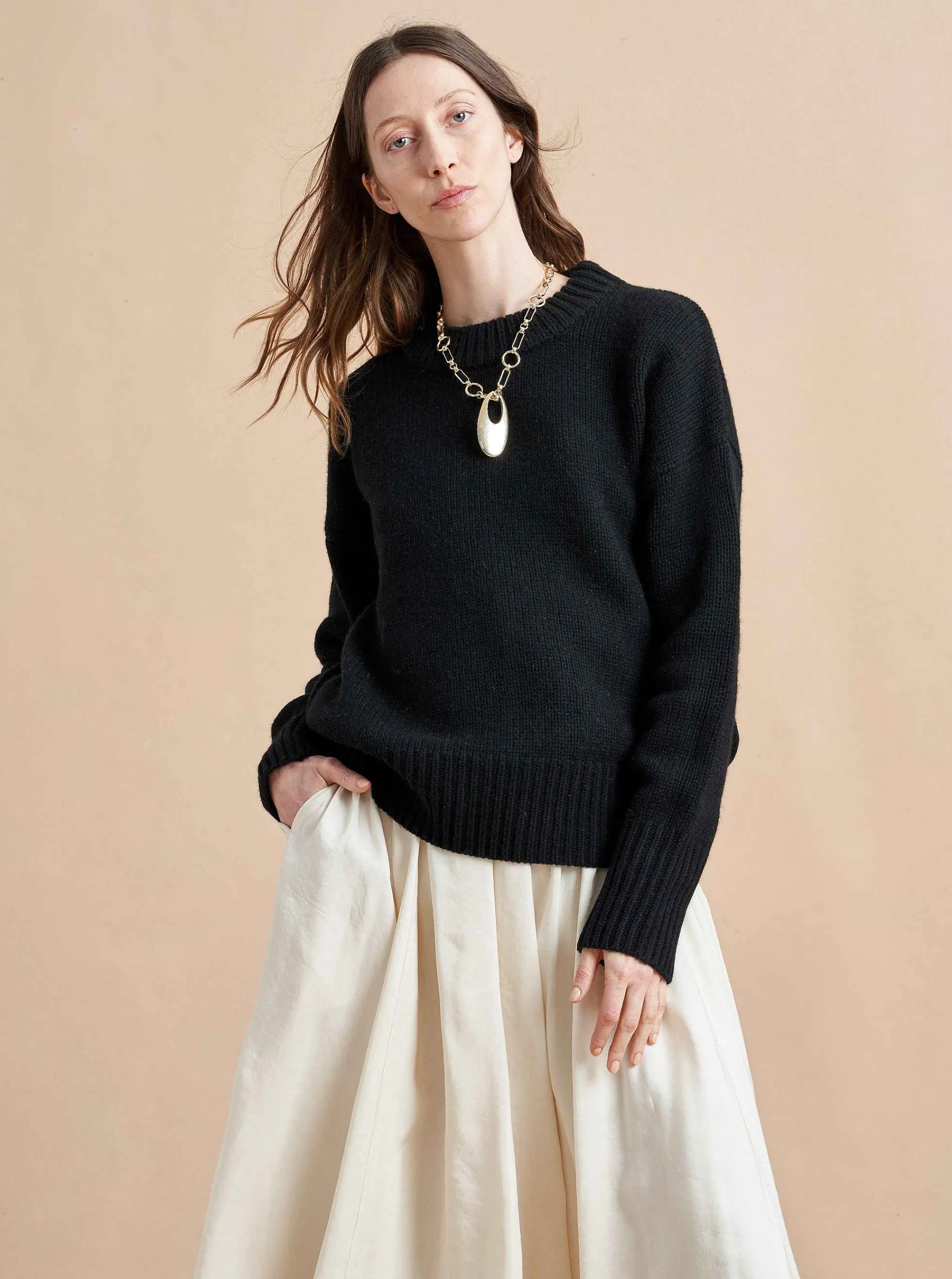 La Ligne Sweaters*Solid Marin Sweater Black