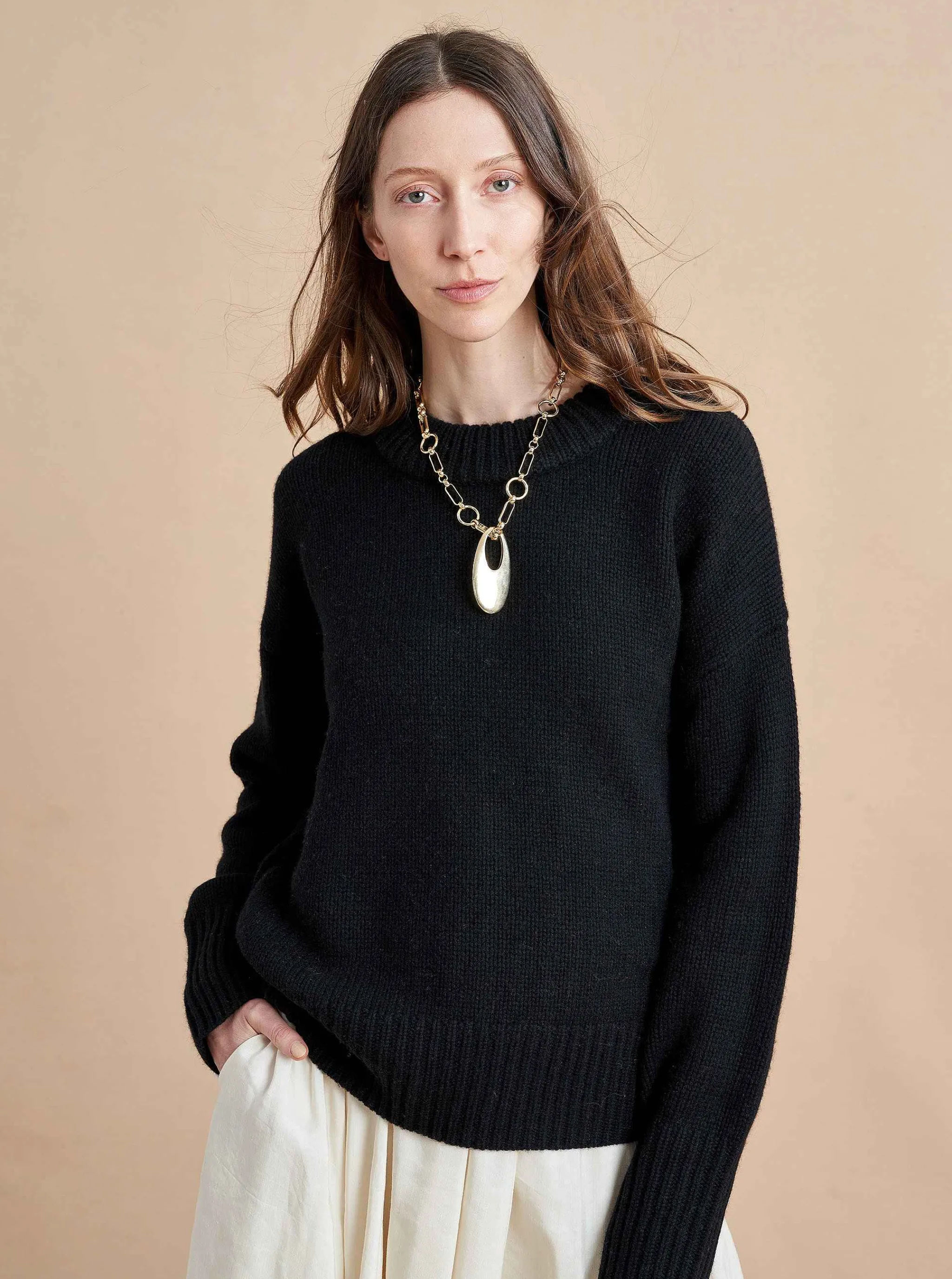 La Ligne Sweaters*Solid Marin Sweater Black