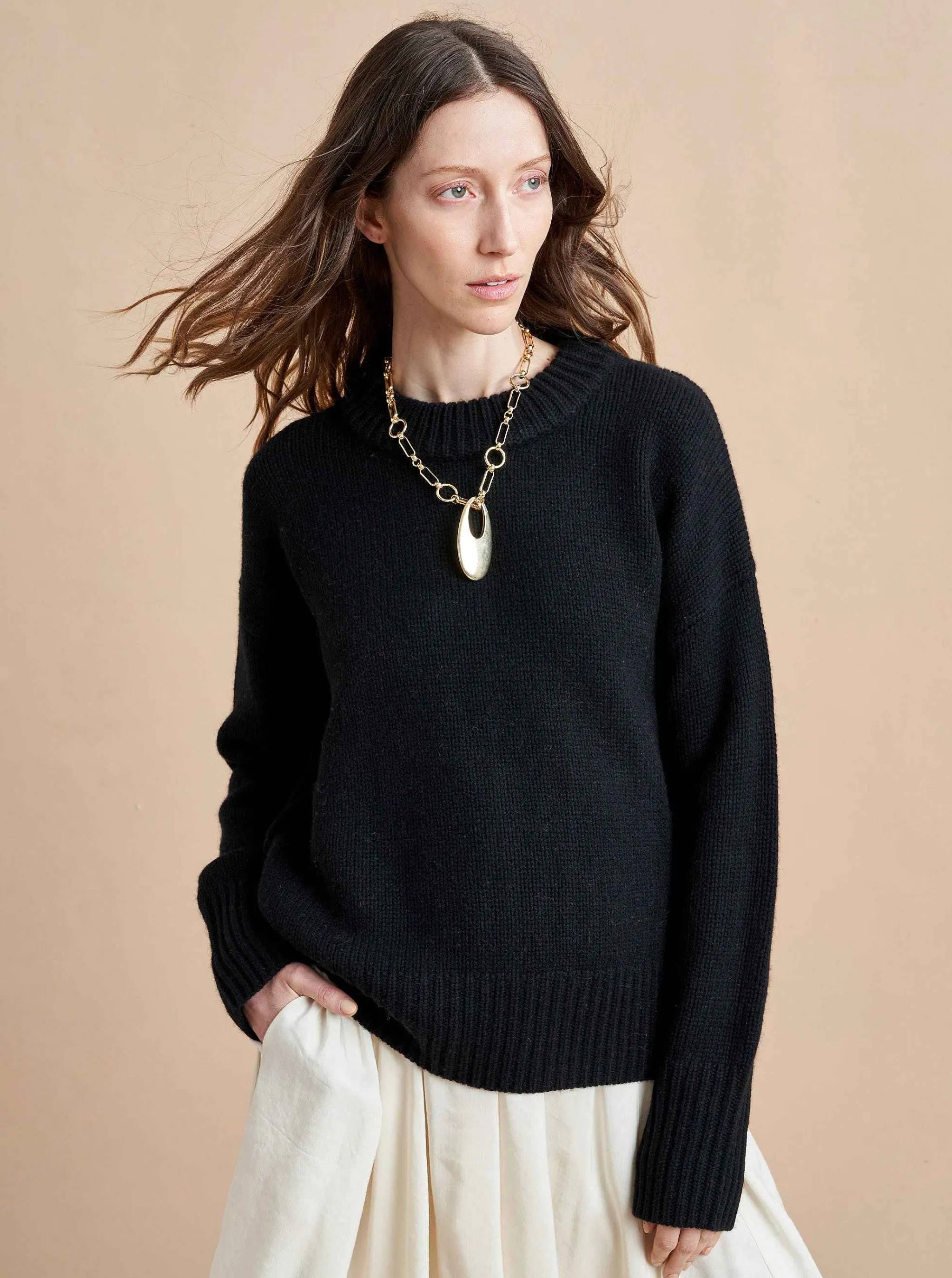 La Ligne Sweaters*Solid Marin Sweater Black