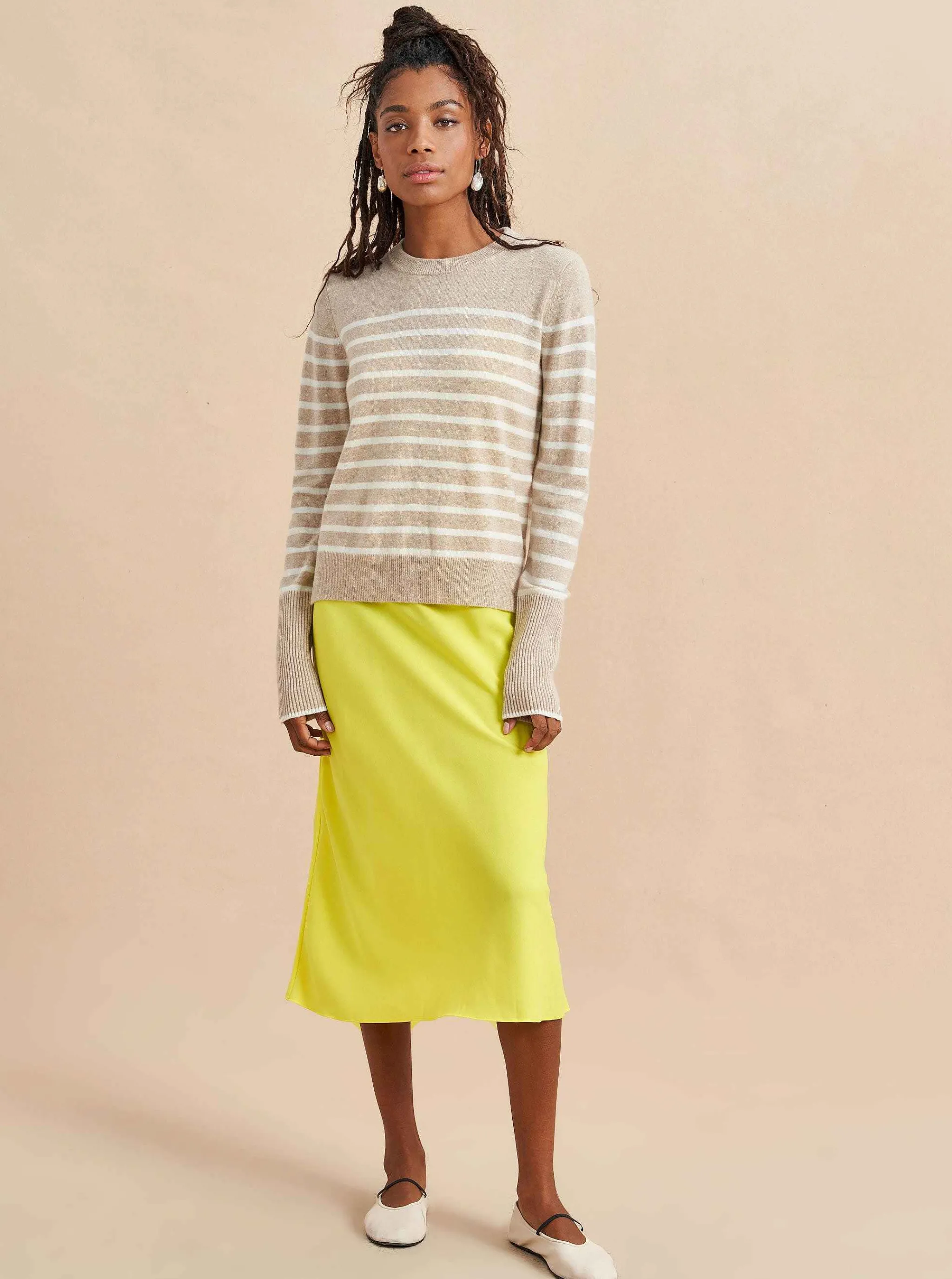 La Ligne Sweaters*Lean Lines Sweater Tan/Cream