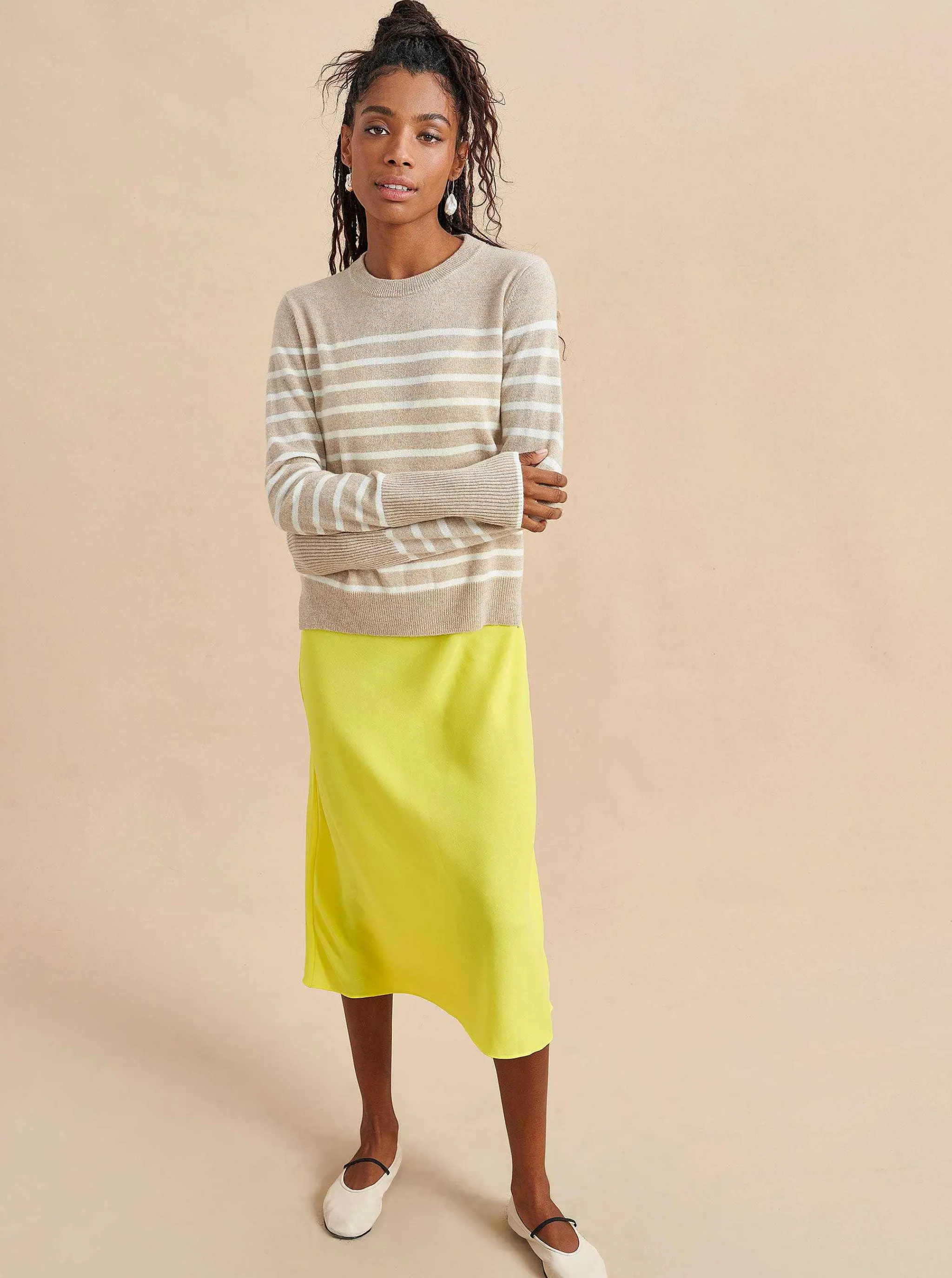 La Ligne Sweaters*Lean Lines Sweater Tan/Cream