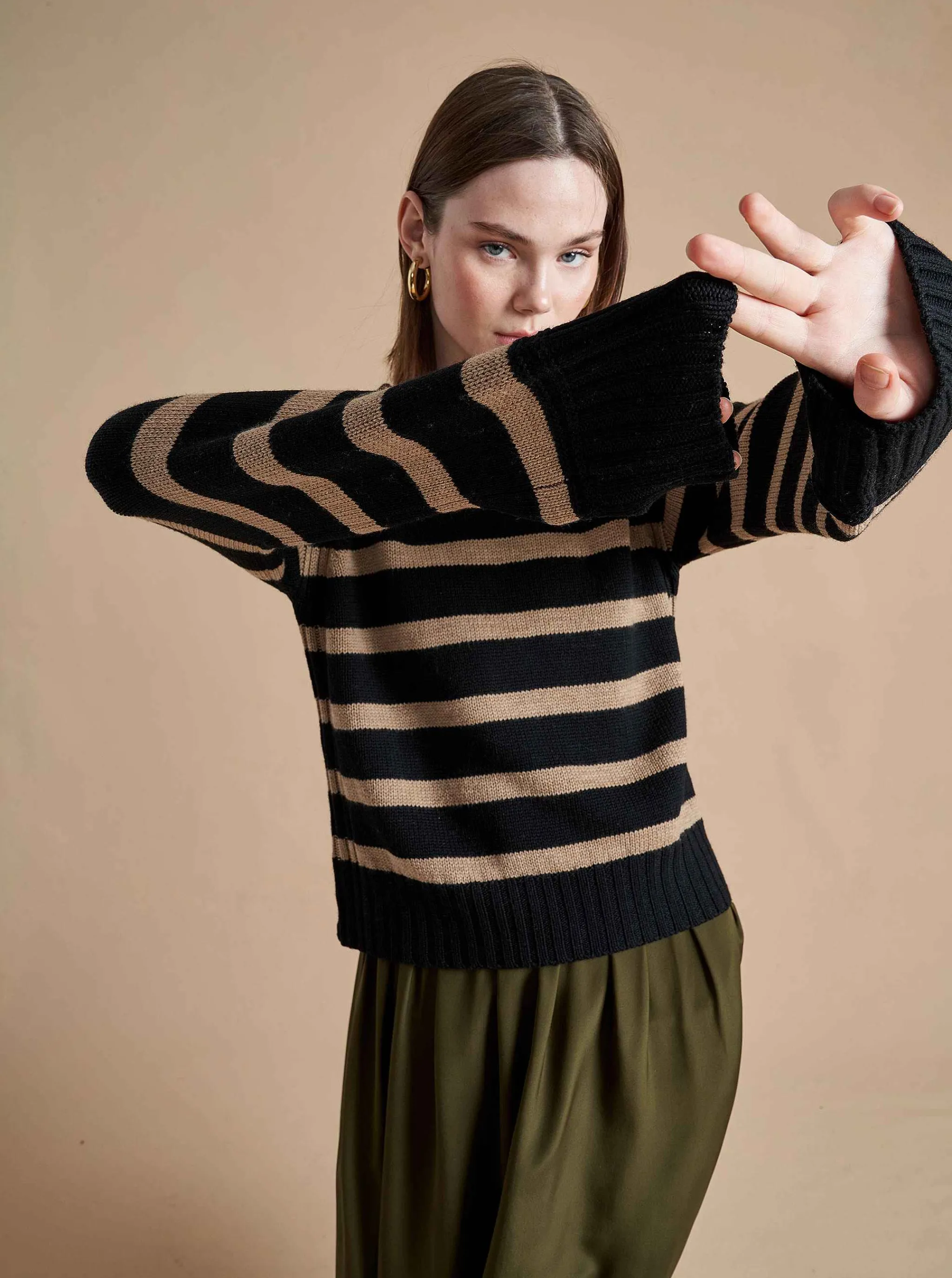 La Ligne Sweaters*Jack Sweater Black/Camel