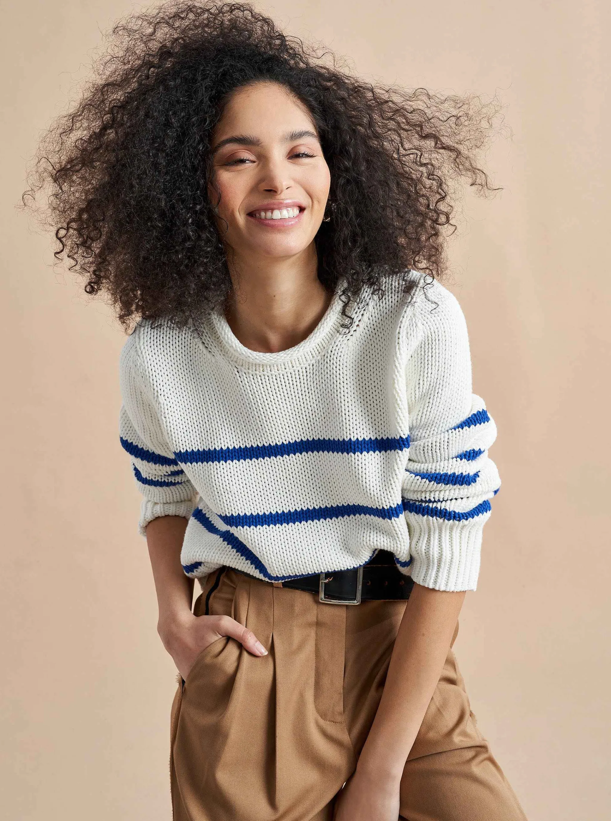 La Ligne Sweaters*Mini Marina Sweater Cream/Cobalt