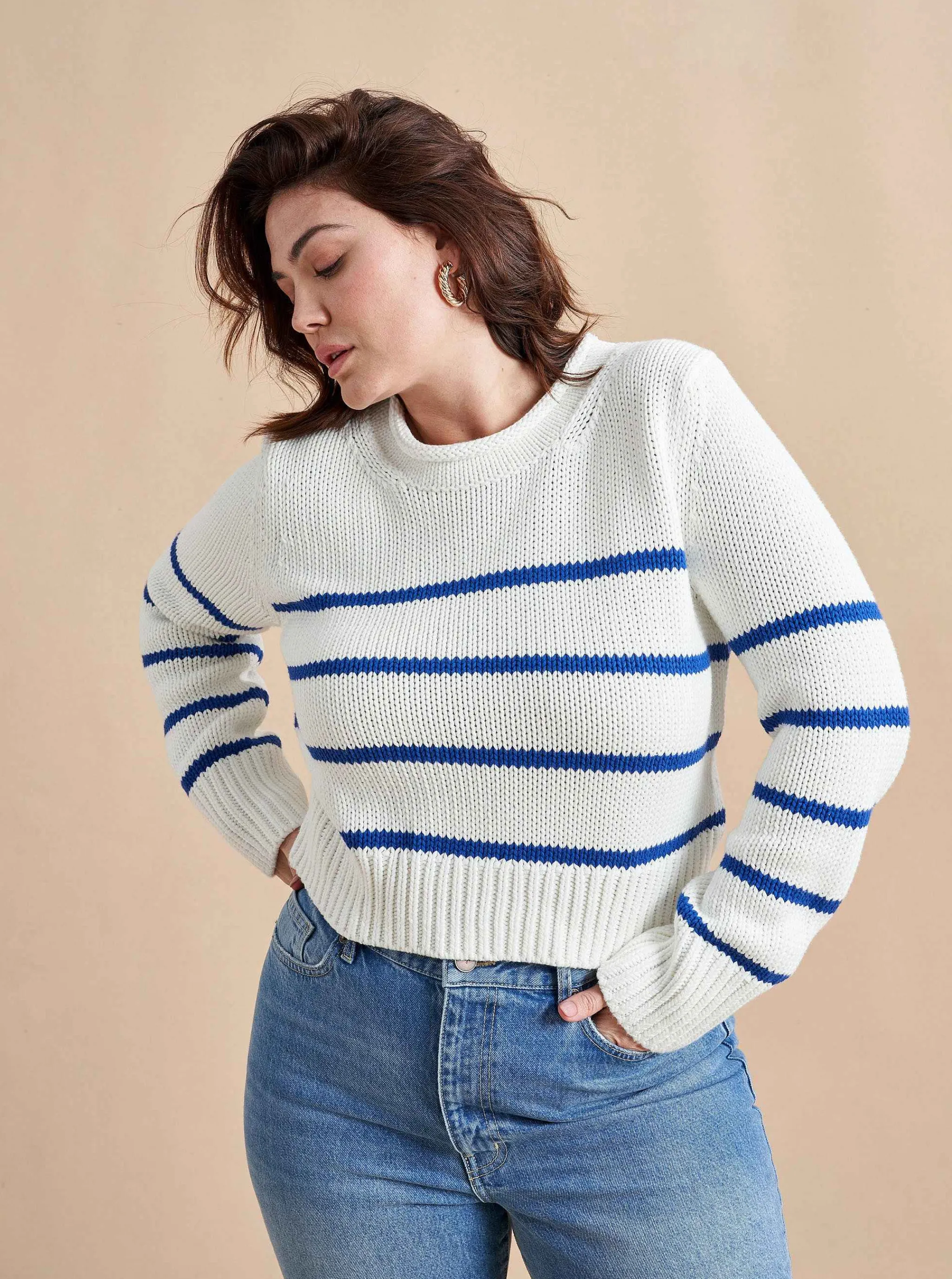 La Ligne Sweaters*Mini Marina Sweater Cream/Cobalt