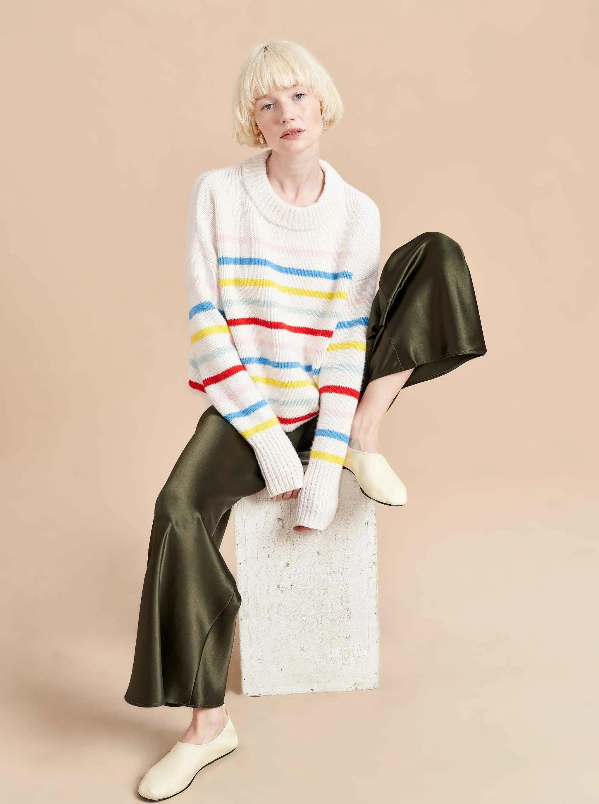 La Ligne Sweaters*Marin Sweater Cream/Rainbow