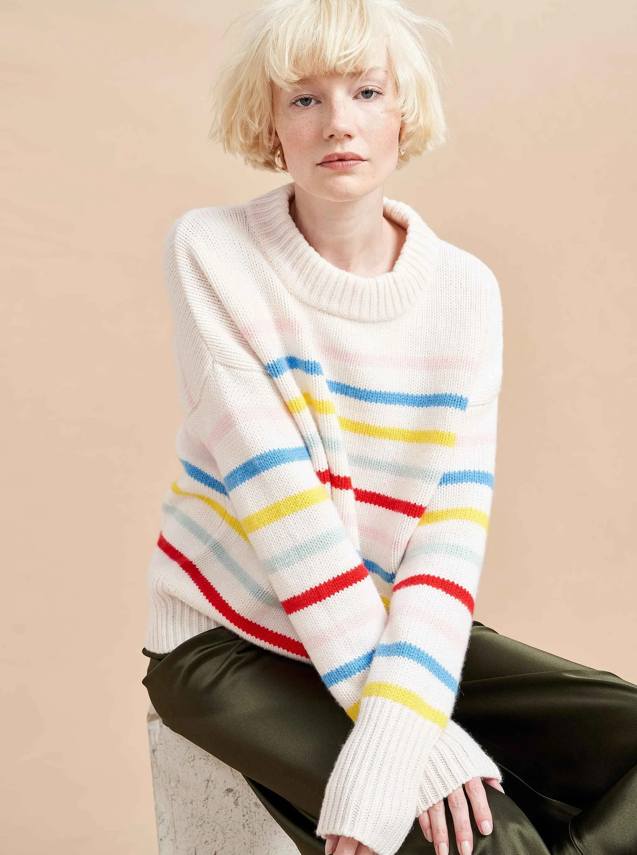 La Ligne Sweaters*Marin Sweater Cream/Rainbow