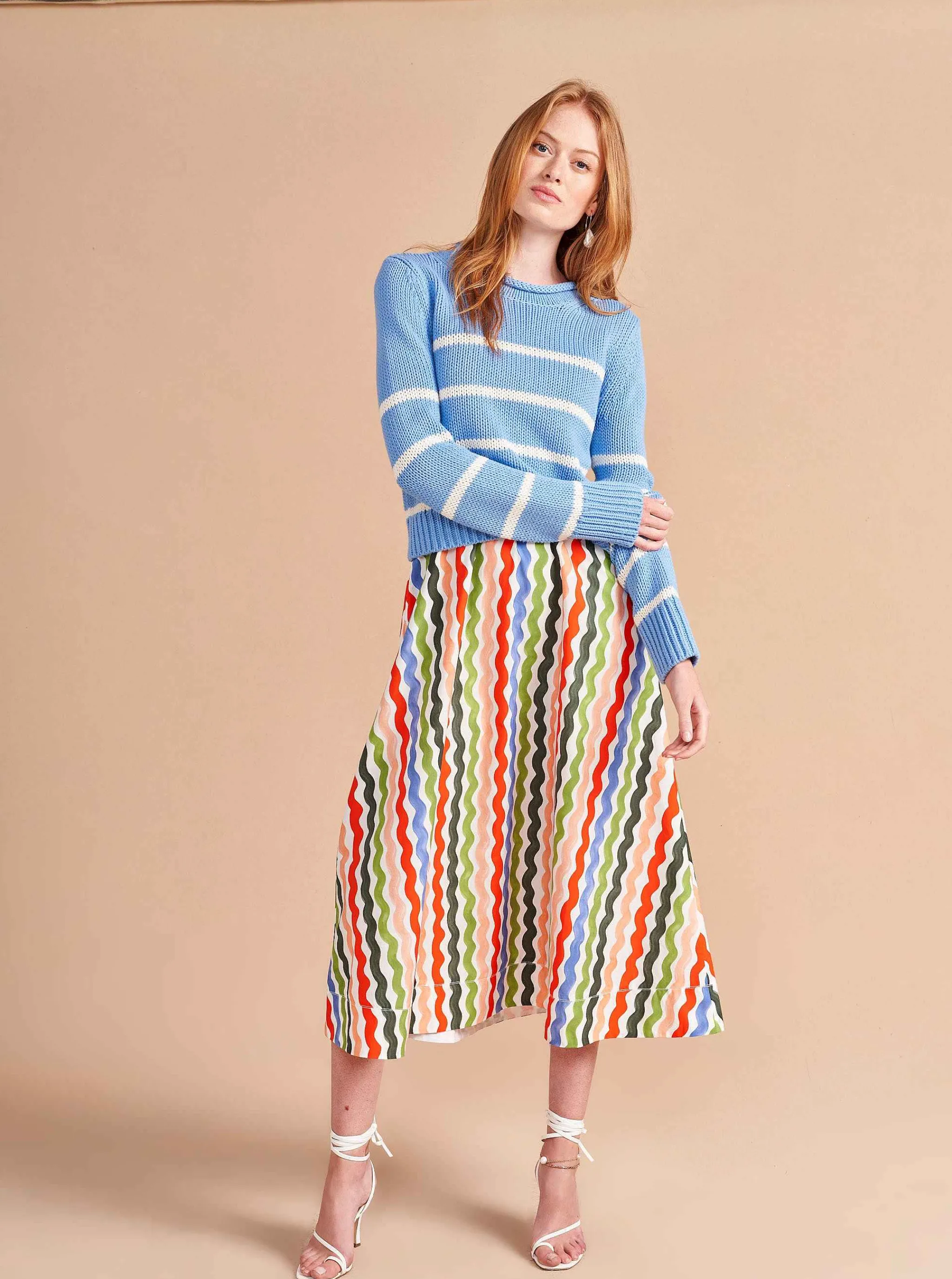 La Ligne Midi Dresses*Fran Dress Squiggle/Stripe