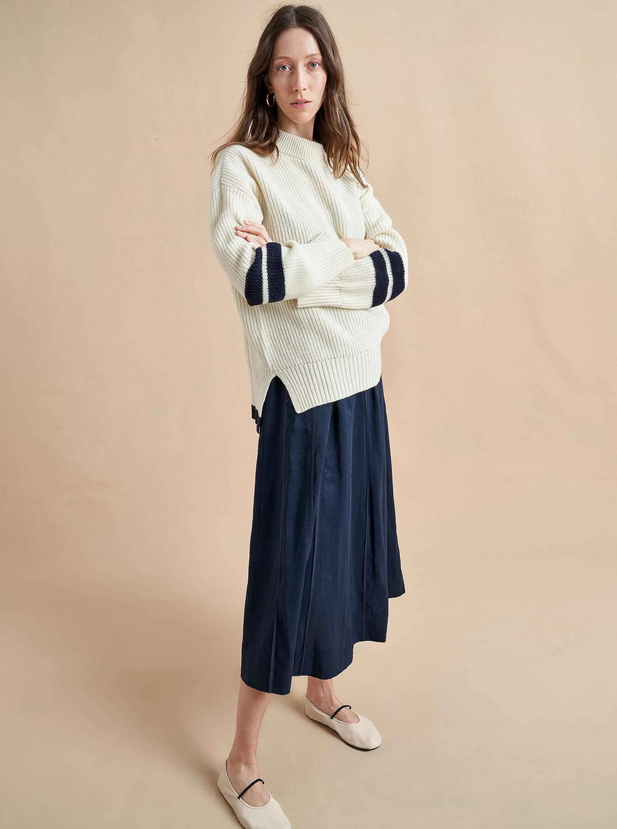 La Ligne Sweaters*Collegiate Sweater Cream/Navy