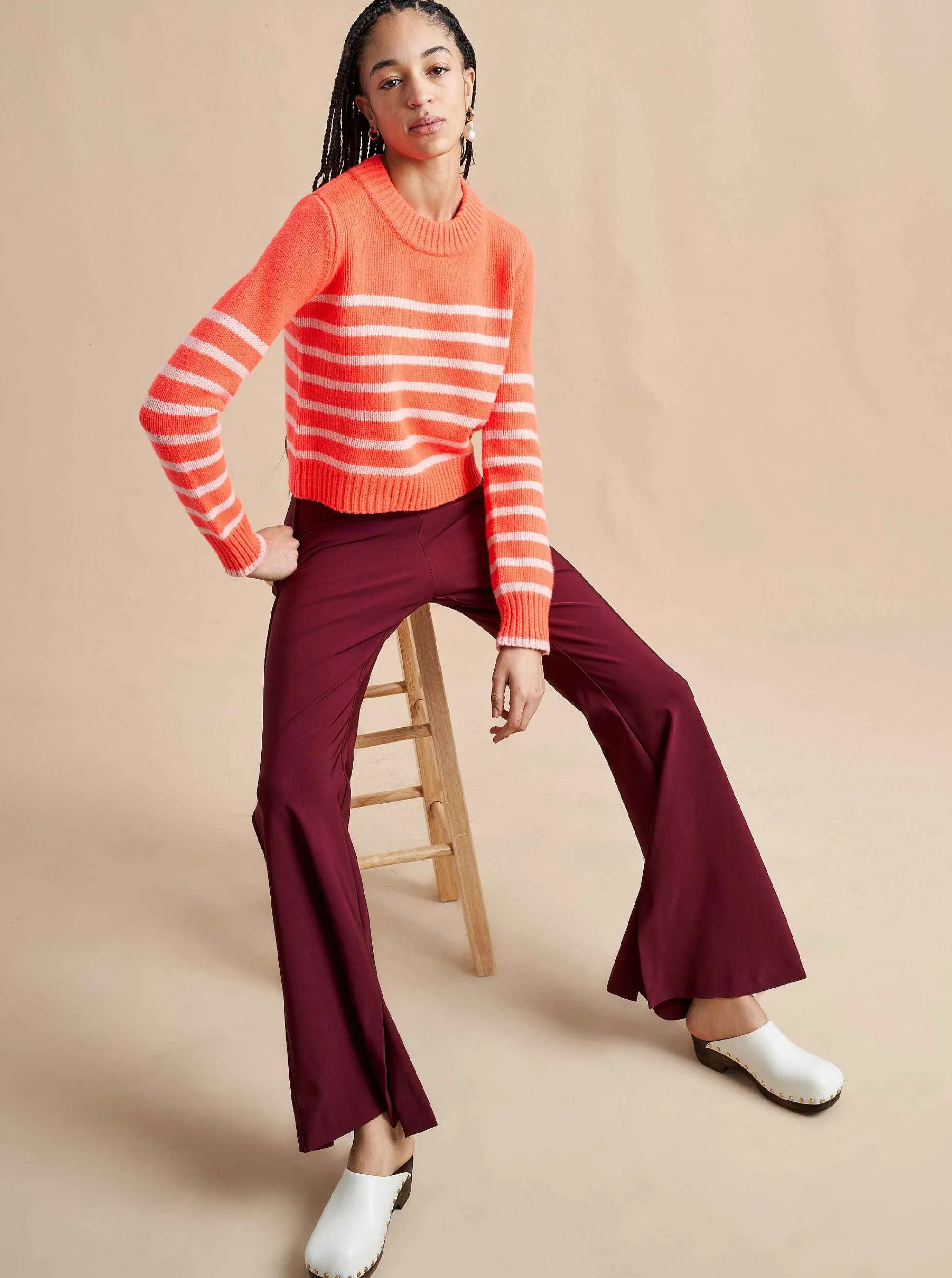 La Ligne Sweaters*Mini Marin Sweater Hot Coral/Pale Pink