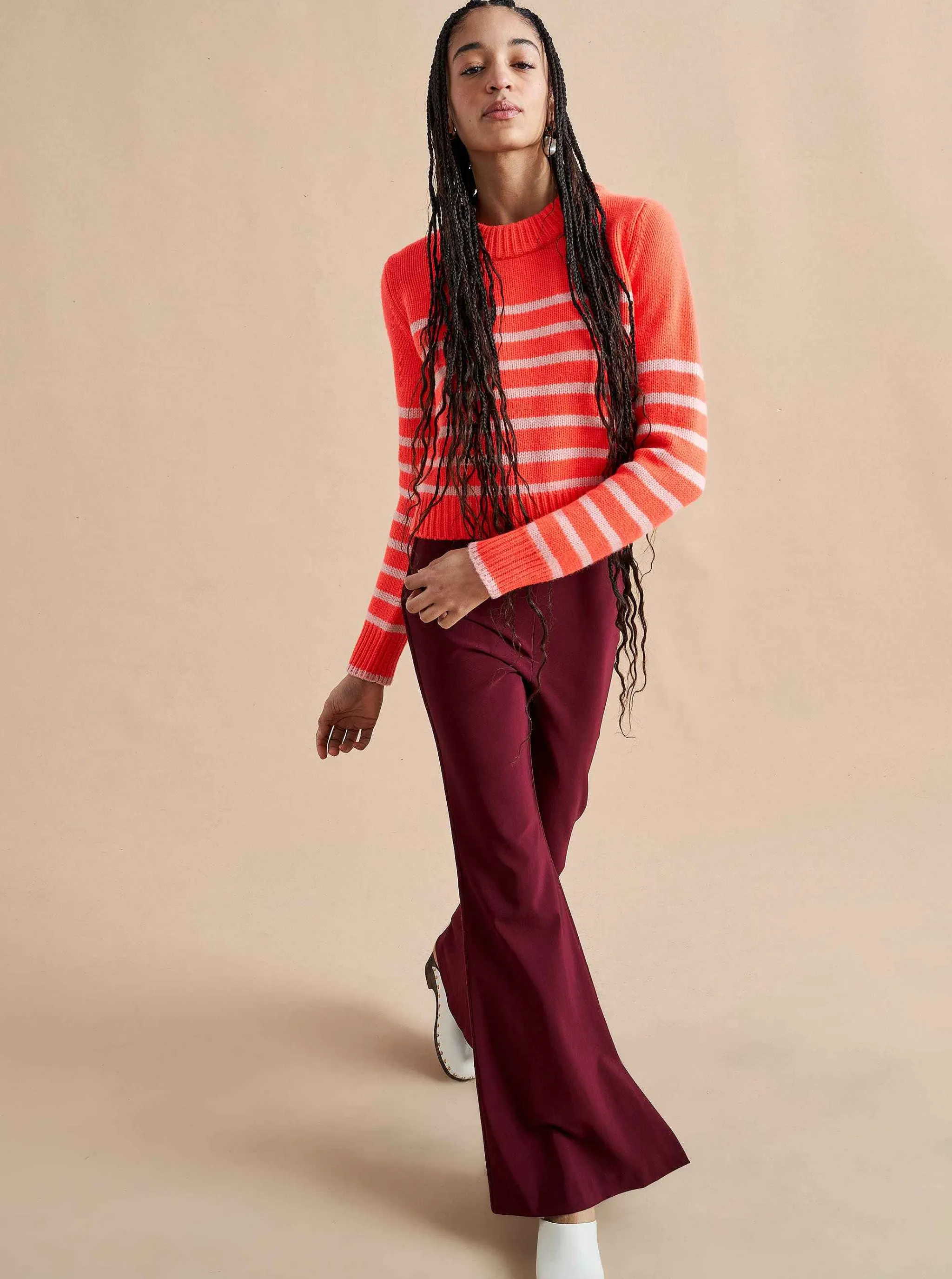 La Ligne Sweaters*Mini Marin Sweater Hot Coral/Pale Pink