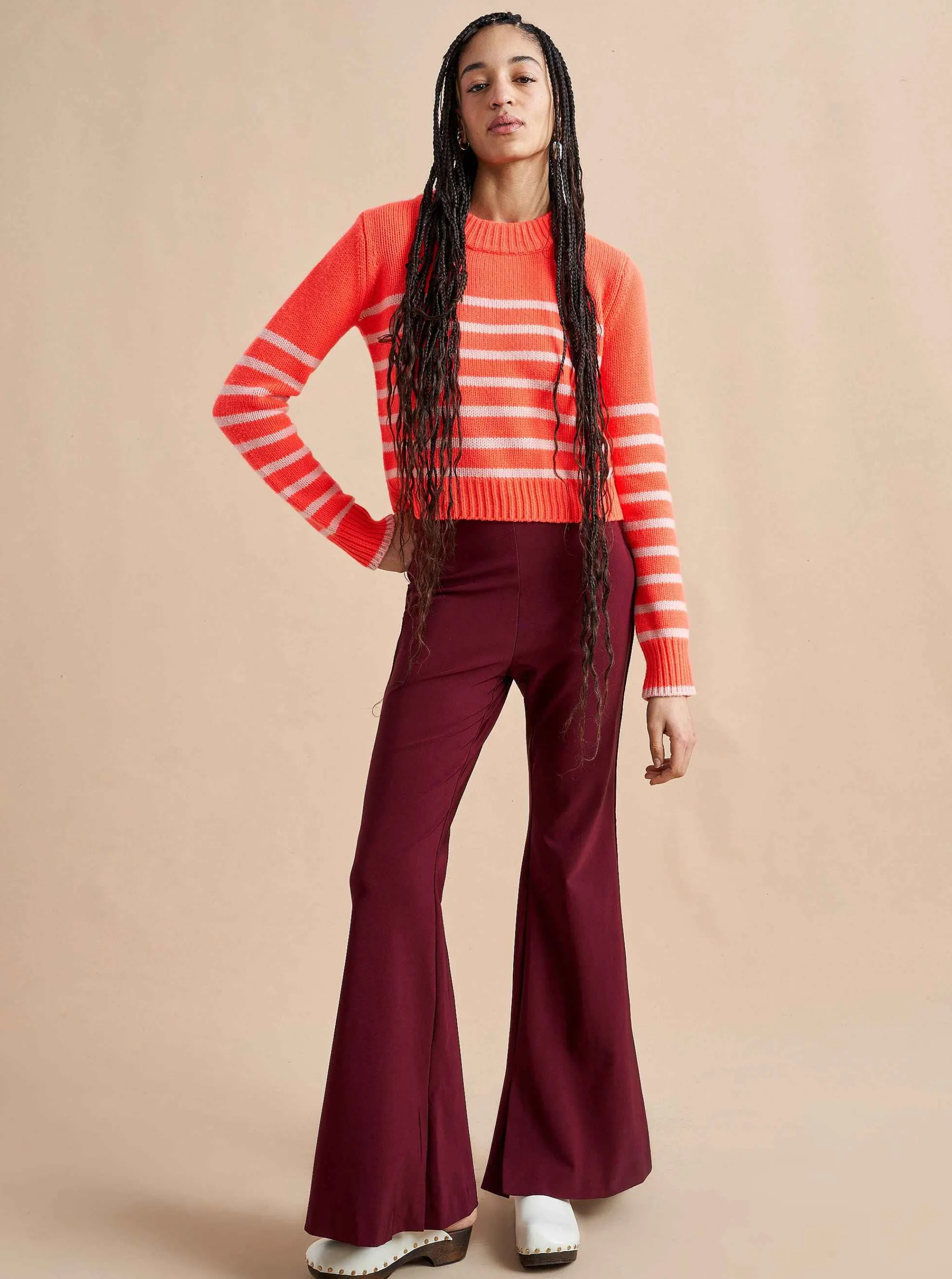 La Ligne Sweaters*Mini Marin Sweater Hot Coral/Pale Pink