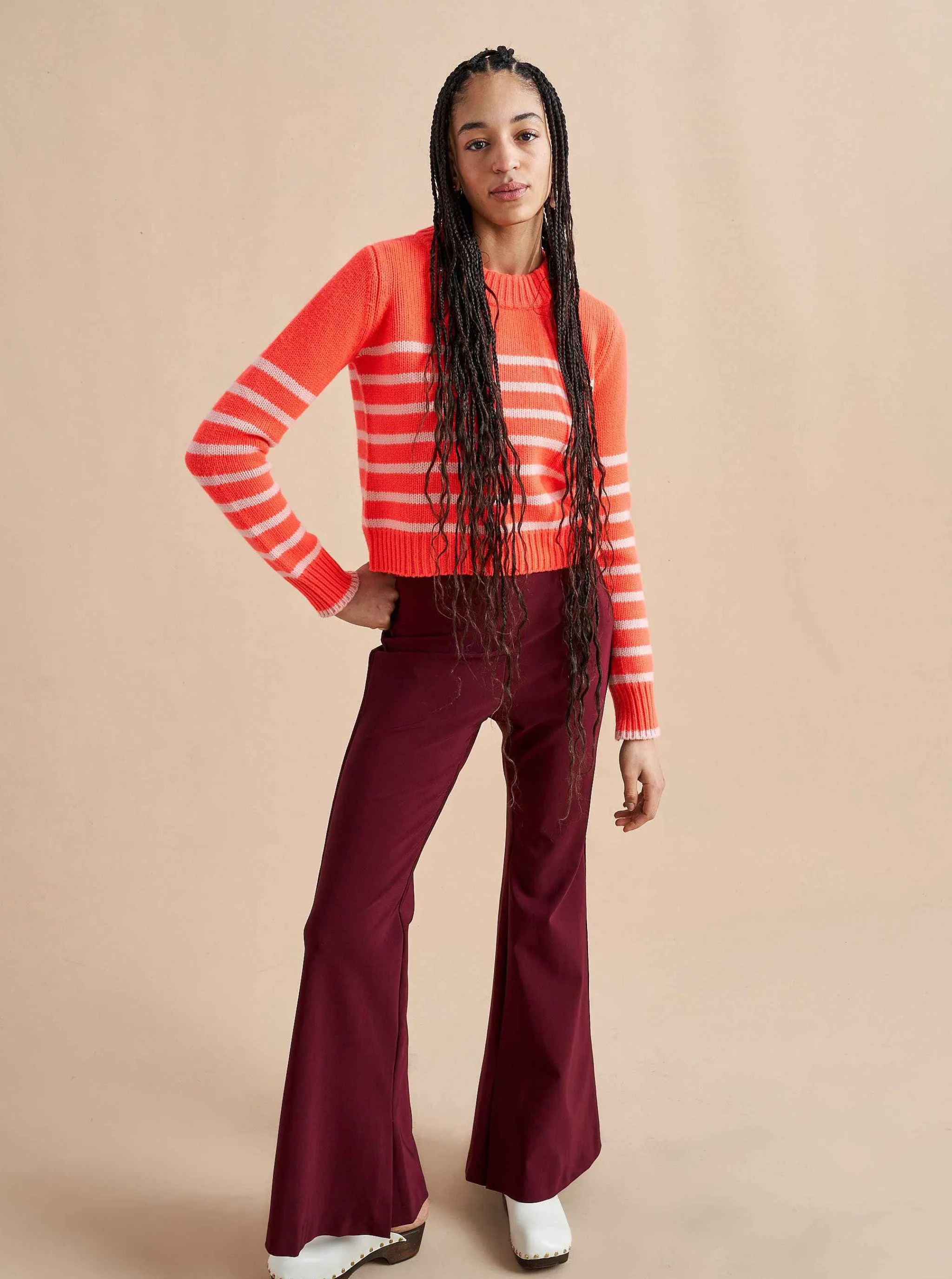 La Ligne Sweaters*Mini Marin Sweater Hot Coral/Pale Pink