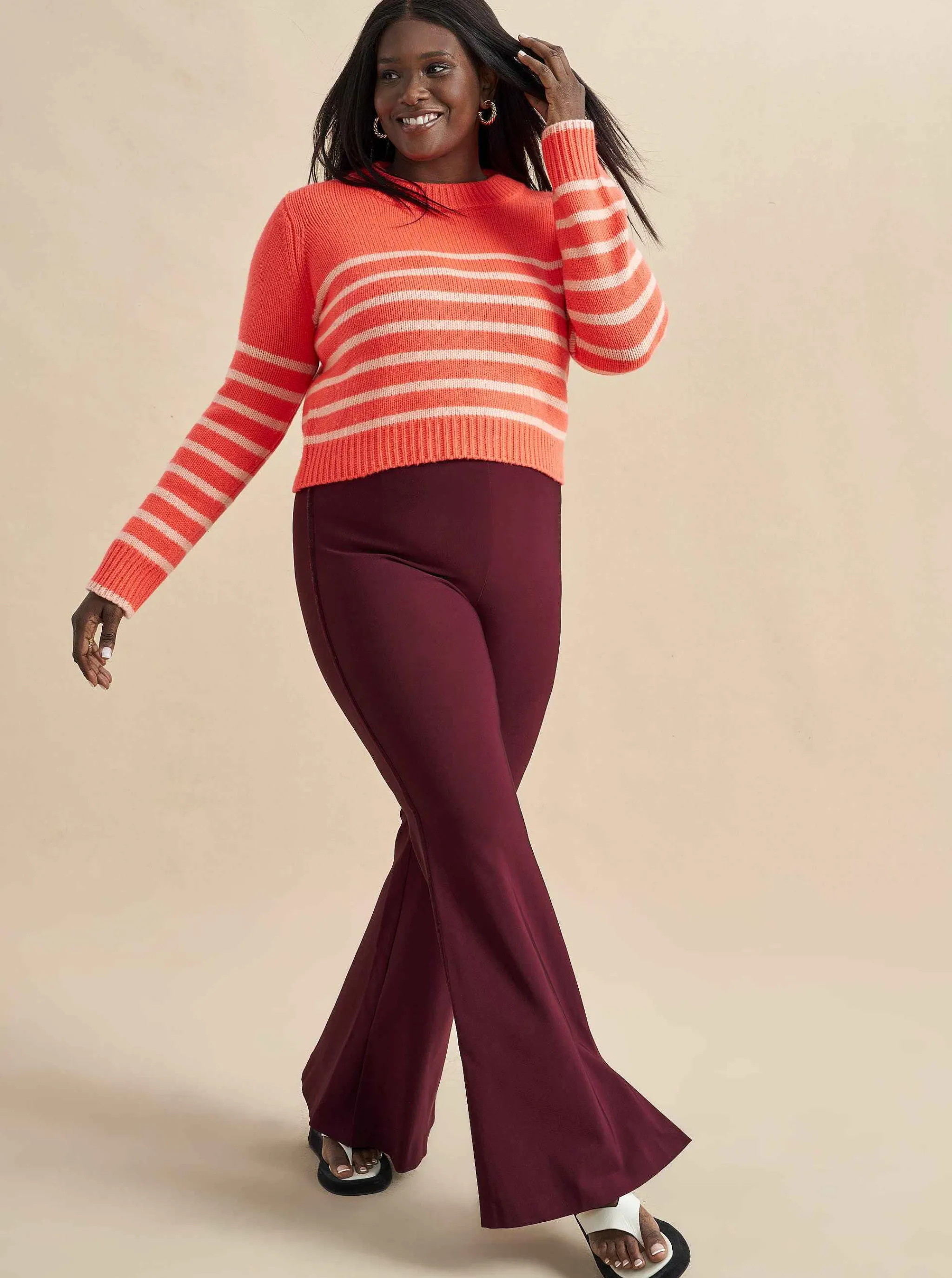 La Ligne Sweaters*Mini Marin Sweater Hot Coral/Pale Pink