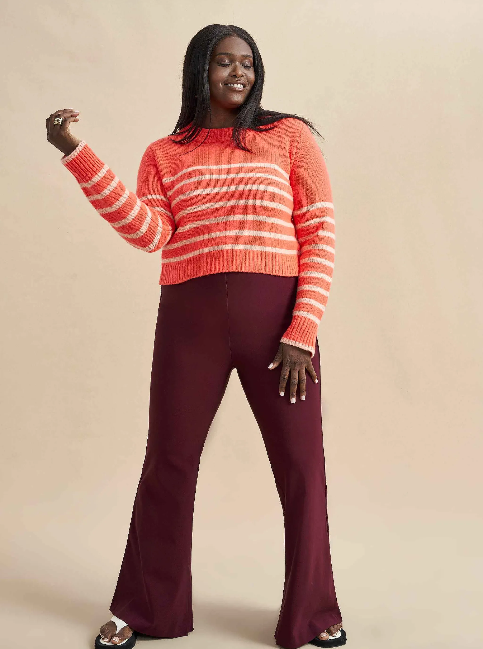 La Ligne Sweaters*Mini Marin Sweater Hot Coral/Pale Pink