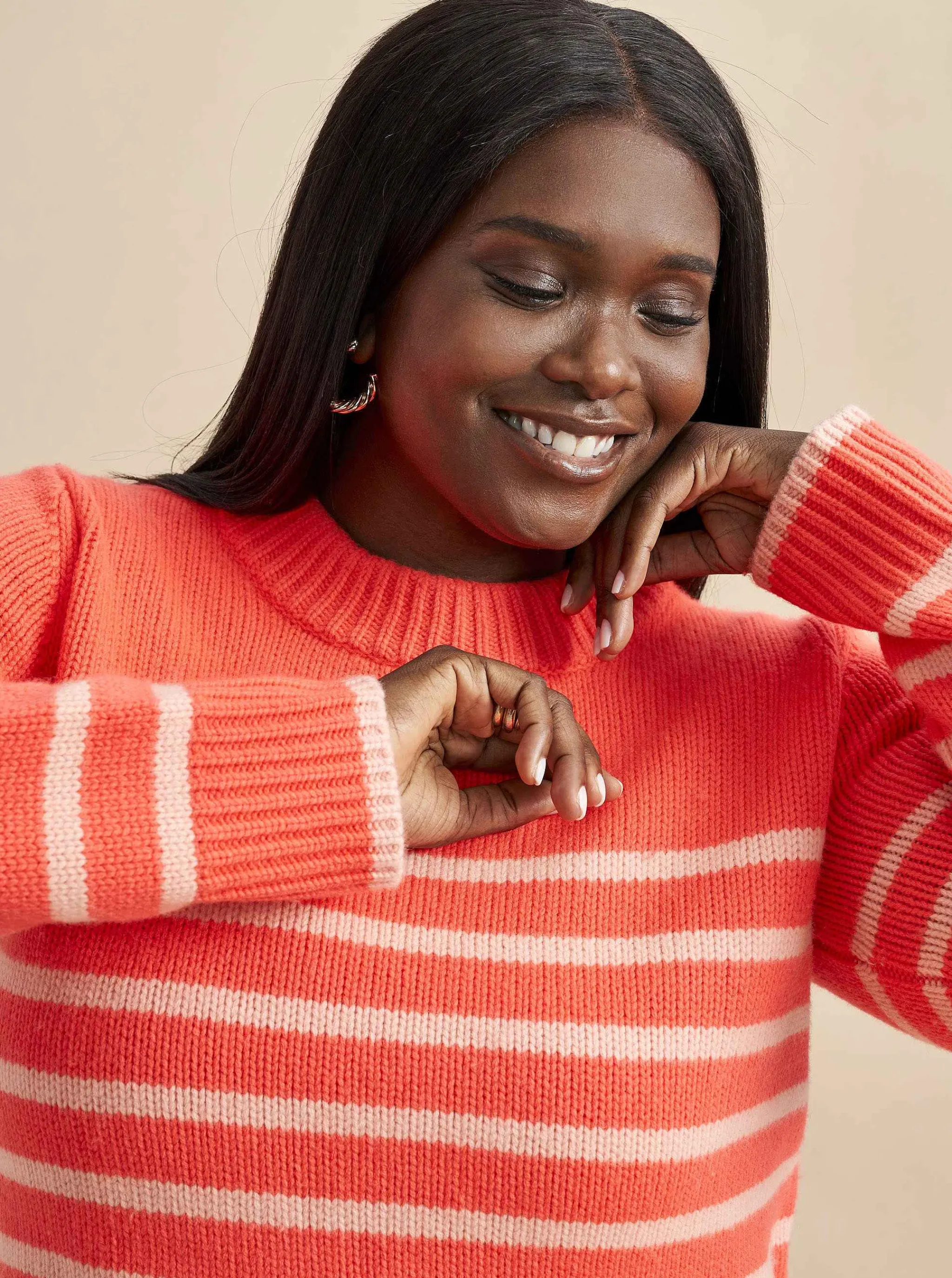 La Ligne Sweaters*Mini Marin Sweater Hot Coral/Pale Pink