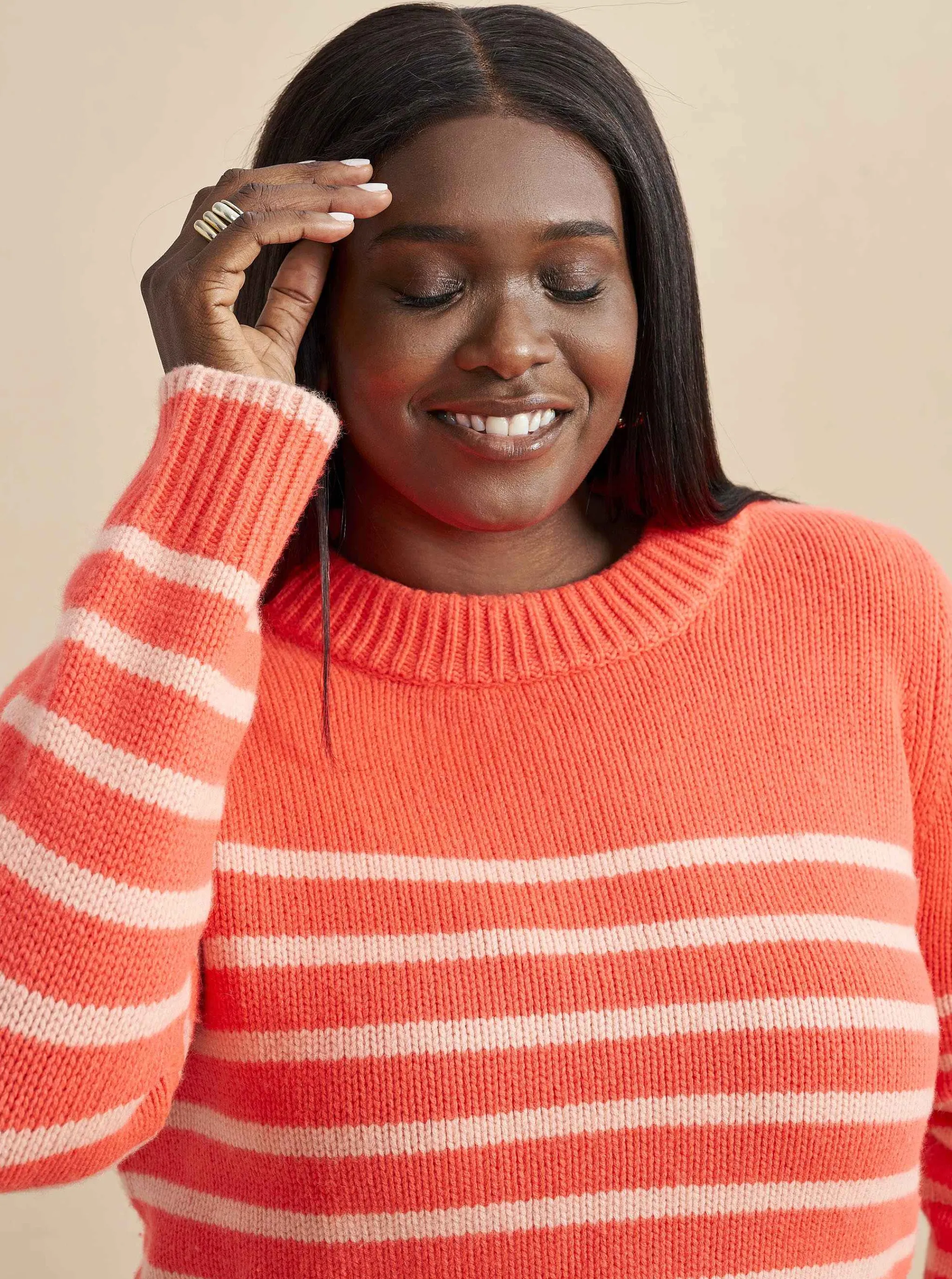 La Ligne Sweaters*Mini Marin Sweater Hot Coral/Pale Pink