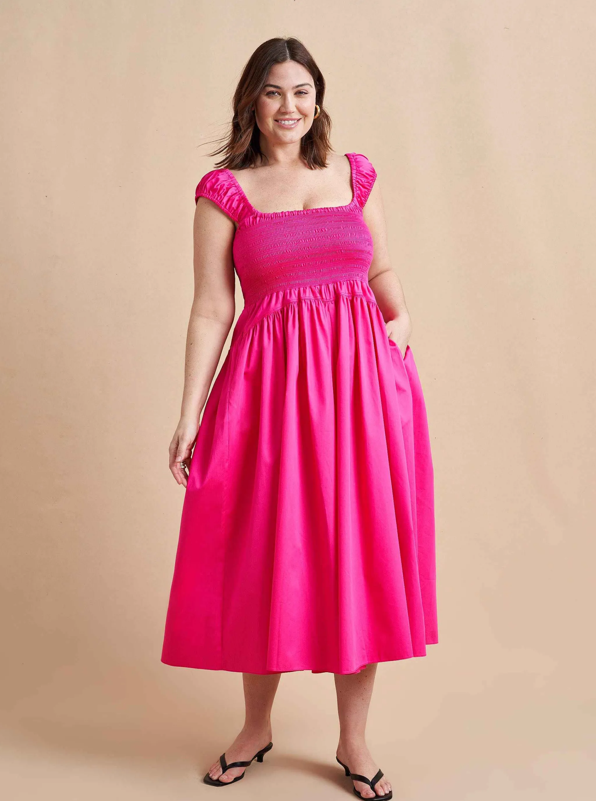 La Ligne Midi Dresses*Vivian Dress Hot Pink