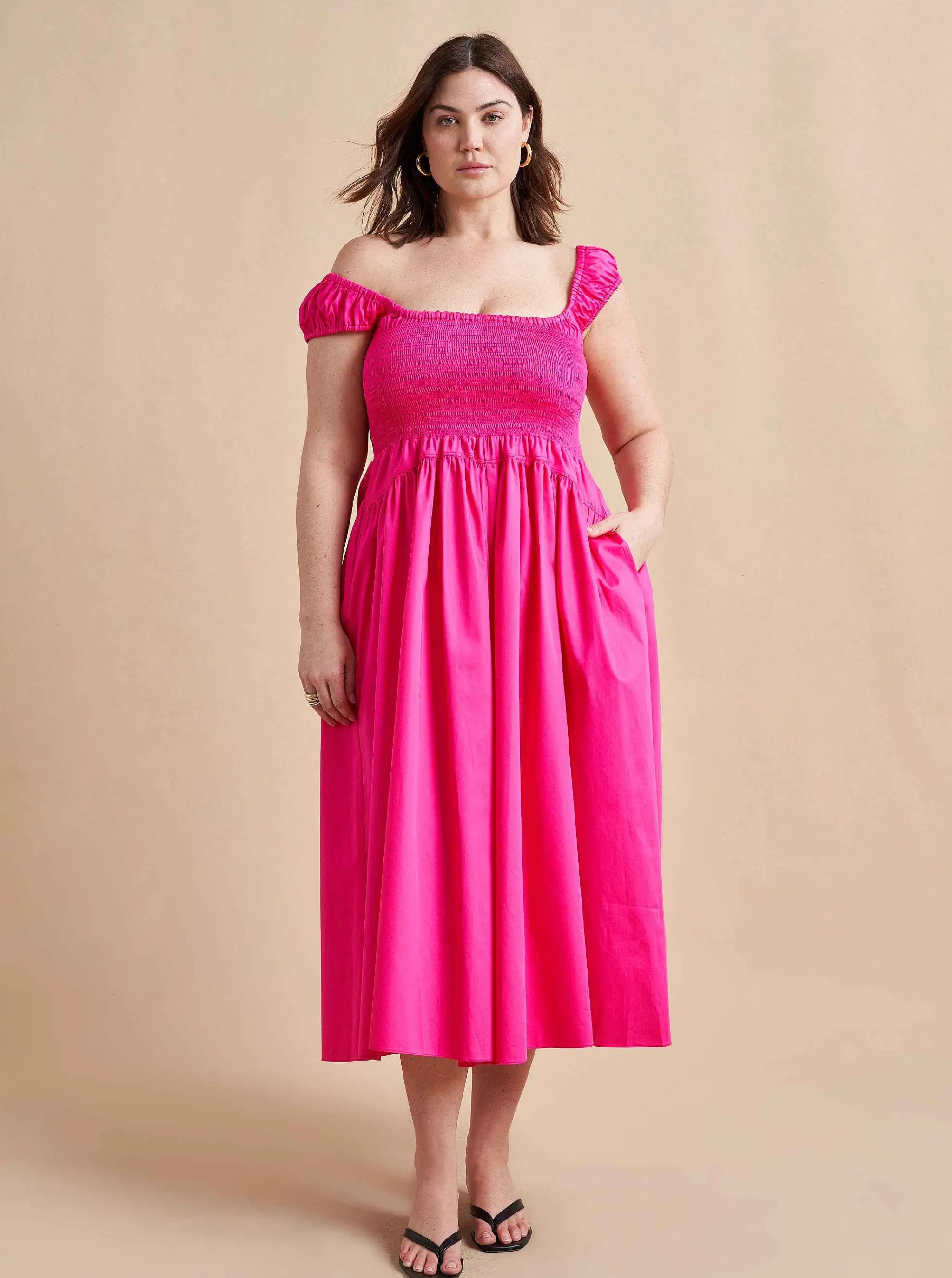 La Ligne Midi Dresses*Vivian Dress Hot Pink